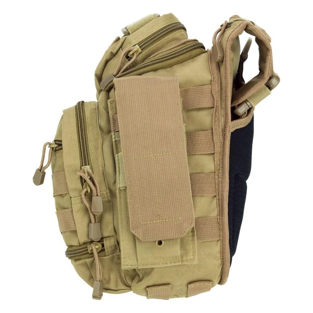 NcStar NcSTAR CVFRB2918 Hunting, Hiking, Camping, Utility Bag Backpack in tan color with multiple compartments and adjustable straps.