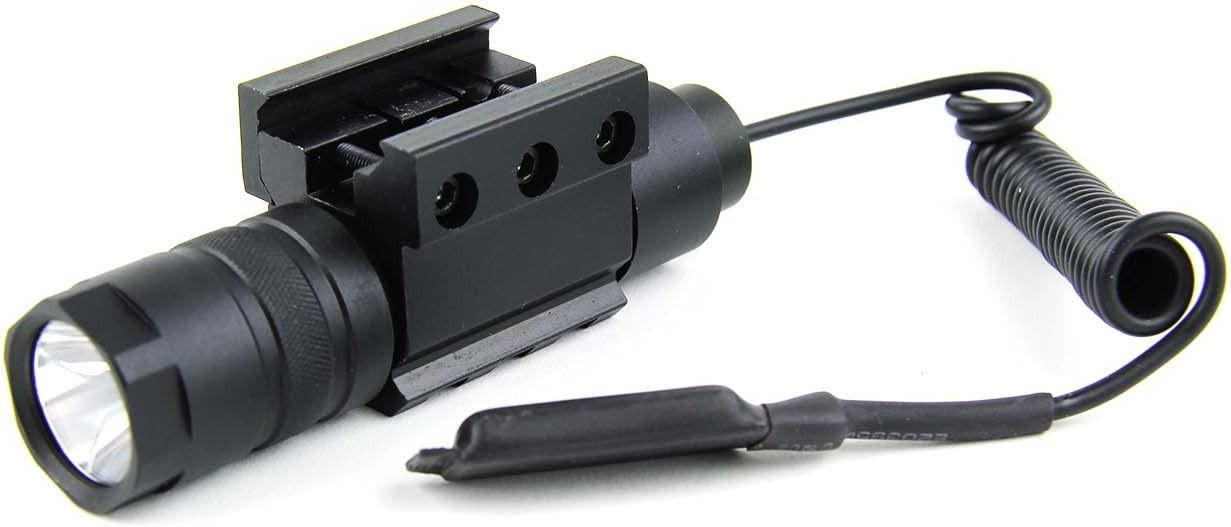  TacFire Cree LED T6 150 Lumens Tactical Flashlight with Remote Pressure Switch & Mount 