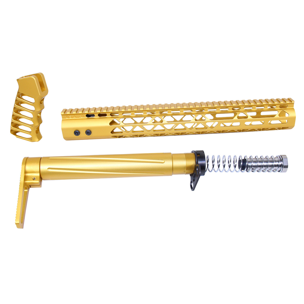 Guntec USA AIRLITE-SET-308-GOLD AR .308 AIR Lite Series Complete Furniture Set (Anodized Gold)