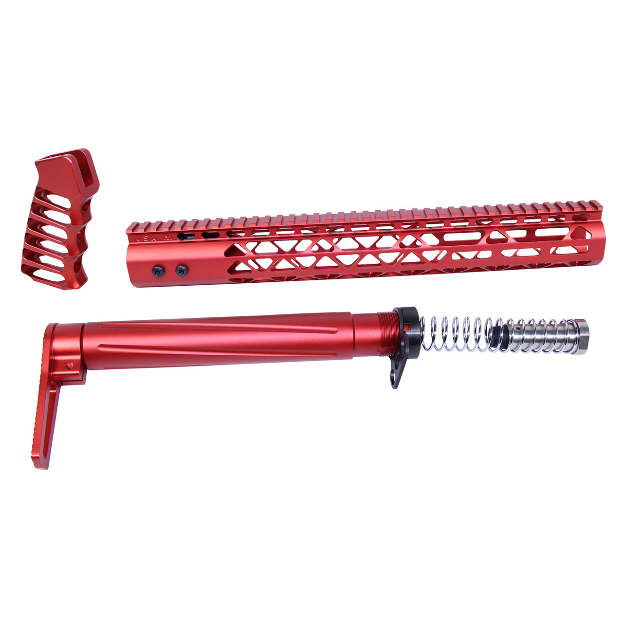 Guntec USA AIRLITE-SET-308-RED AR .308 AIR Lite Series Complete Furniture Set (Anodized Red)