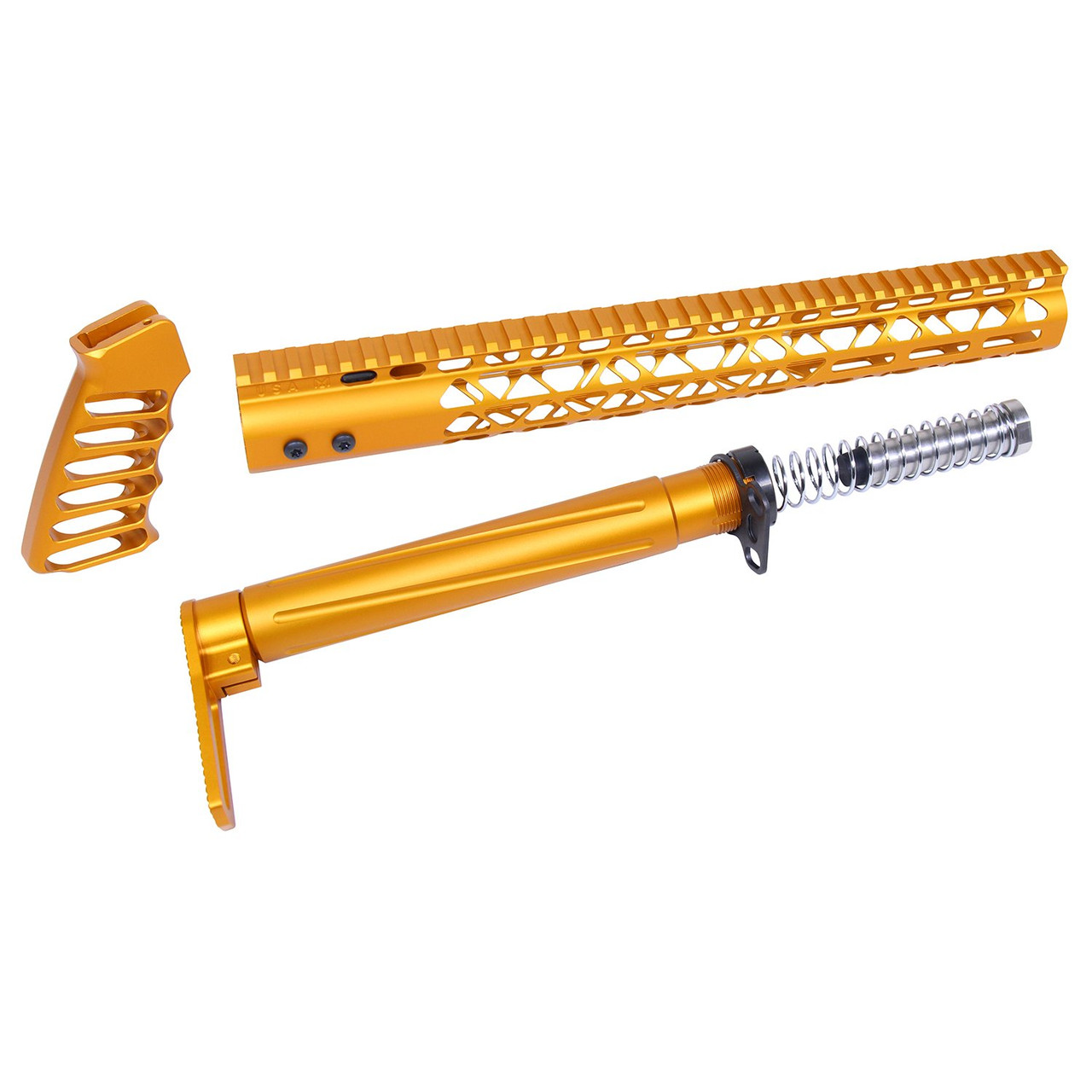 Guntec USA AIRLITE-SET-ORANGE AR-15 AIR Lite Series Complete Furniture Set (Anodized Orange)