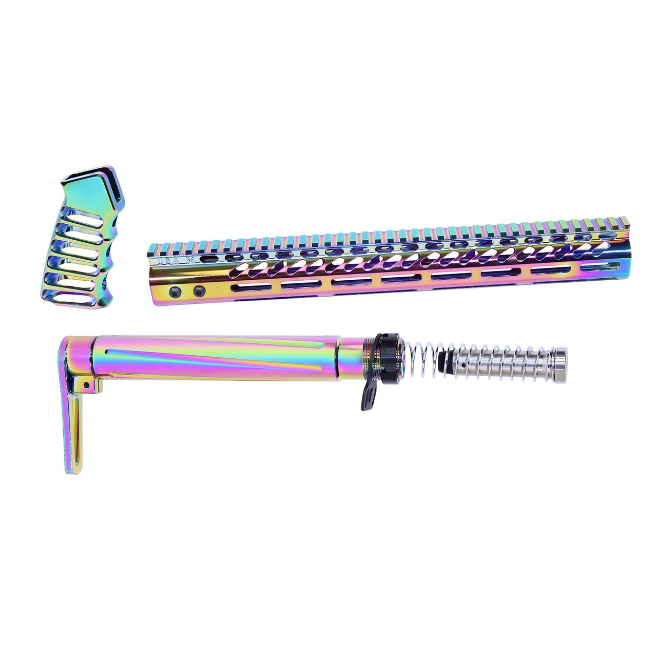 Guntec USA AIRLITE-SET-RPVD AR-15 AirLite Series Complete Furniture Set (Rainbow PVD Coated)