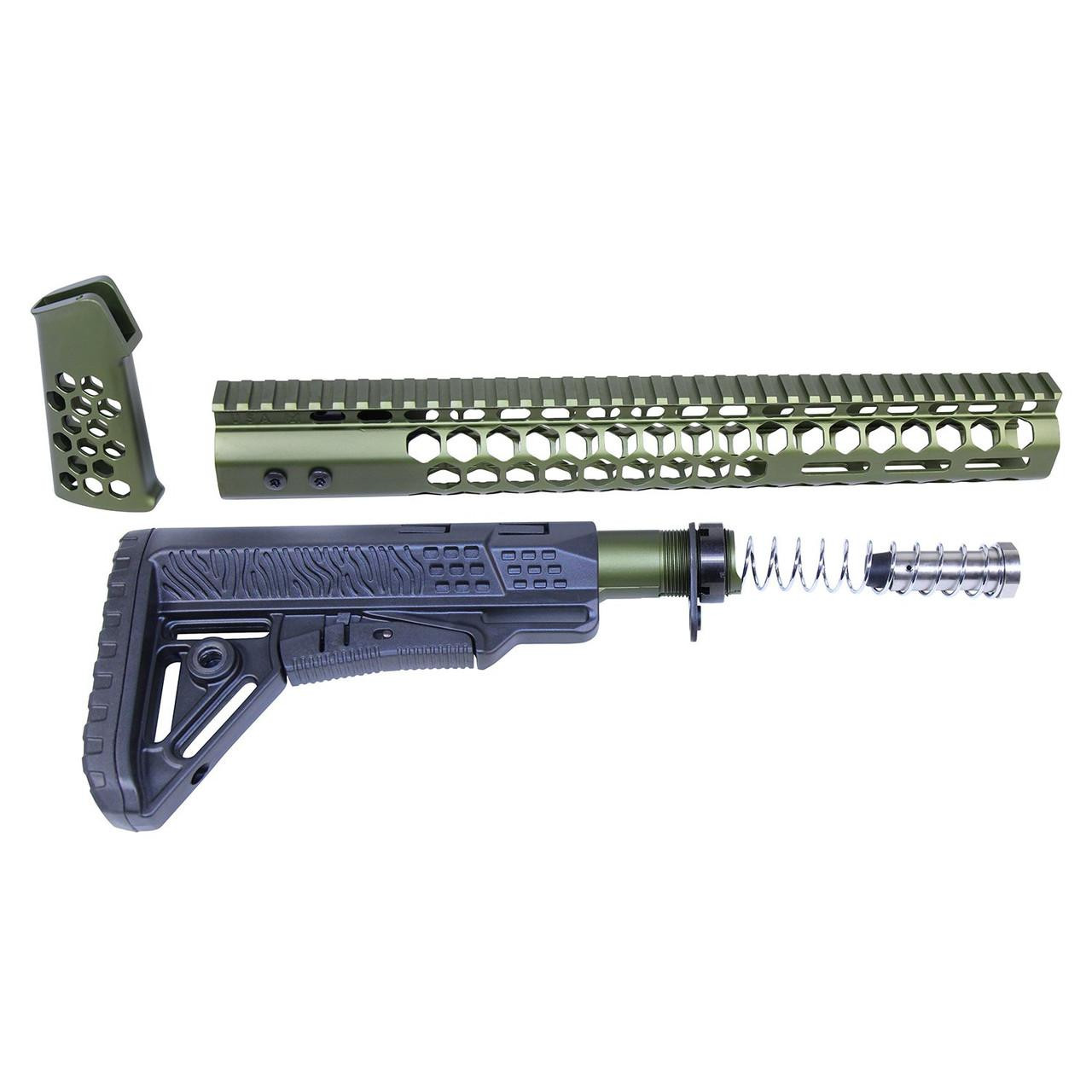 Guntec USA HC-SET-G2-308-GREEN Guntec USA HC-SET-G2-308-GREEN AR .308 "Honeycomb" Series Complete Furniture Set (Gen 2) (Anodized Green) HC-SET-G2-308-GREEN
