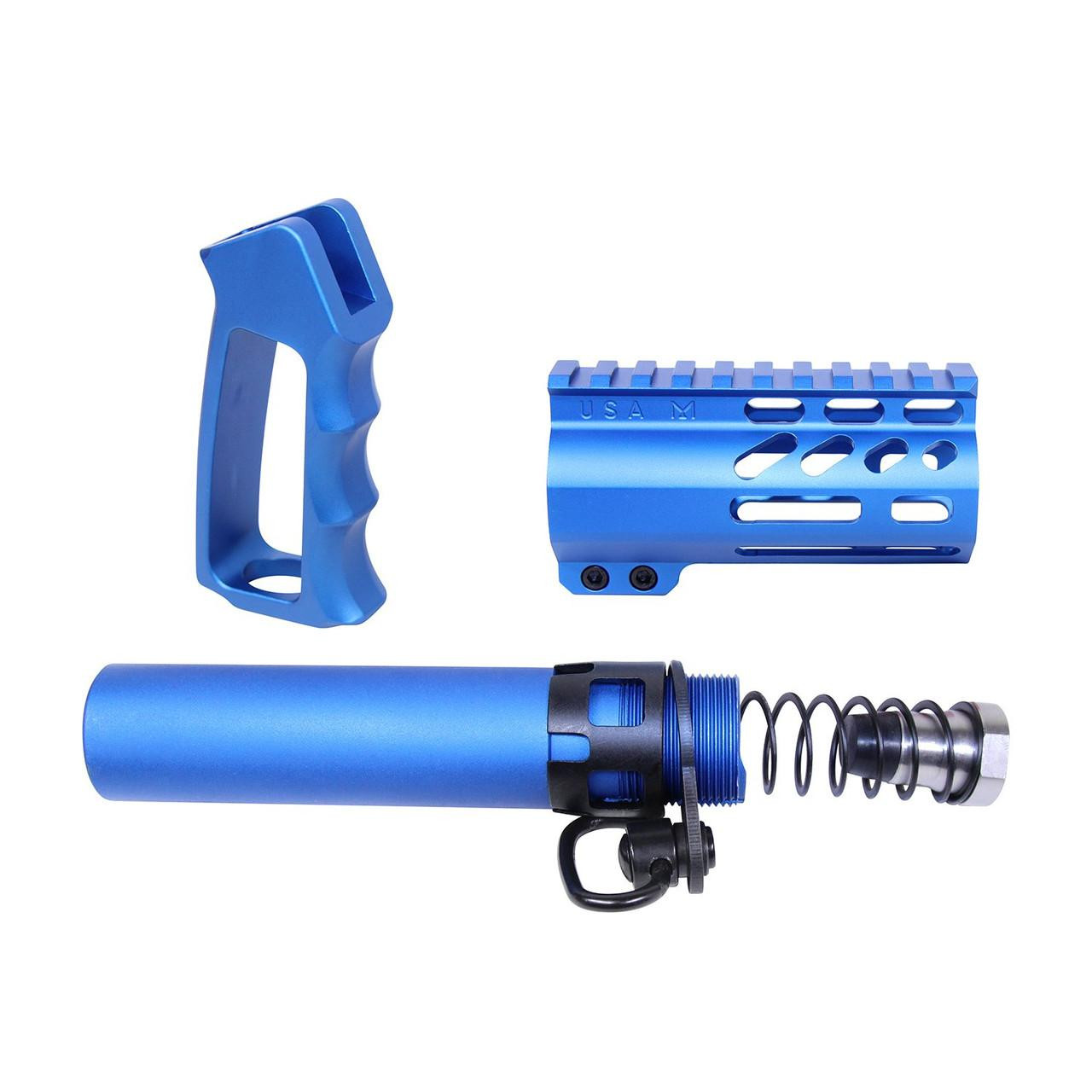  Guntec USA MICRO-P-SET-BLUE 223/5.56 Rifle Micro Pistol Furniture Set (Anodized Blue) 