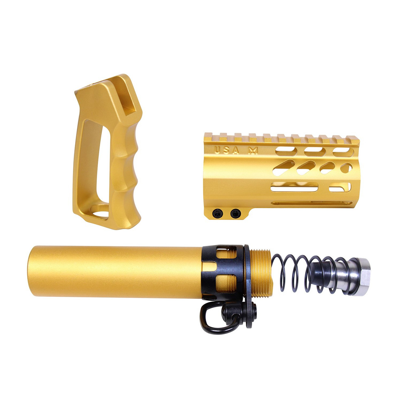Guntec USA MICRO-P-SET-GOLD AR-15 Micro Pistol Furniture Set (Anodized Gold)