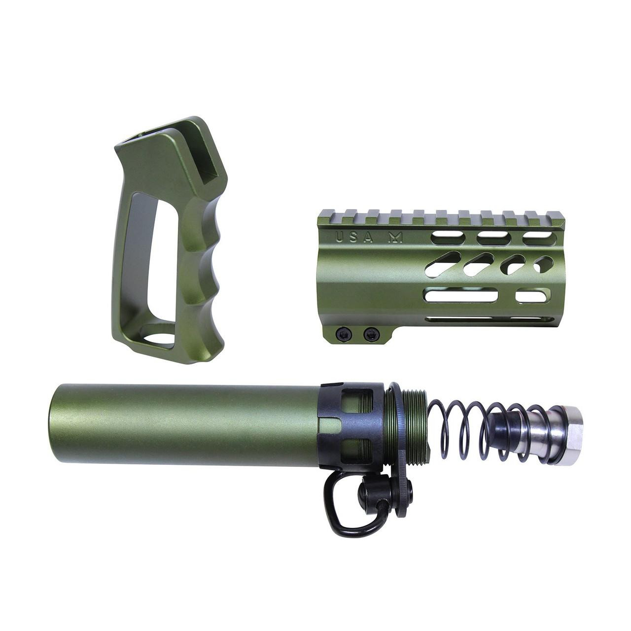 Guntec USA MICRO-P-SET-GREEN Guntec USA MICRO-P-SET-GREEN AR-15 Micro Pistol Furniture Set (Anodized Green) MICRO-P-SET-GREEN