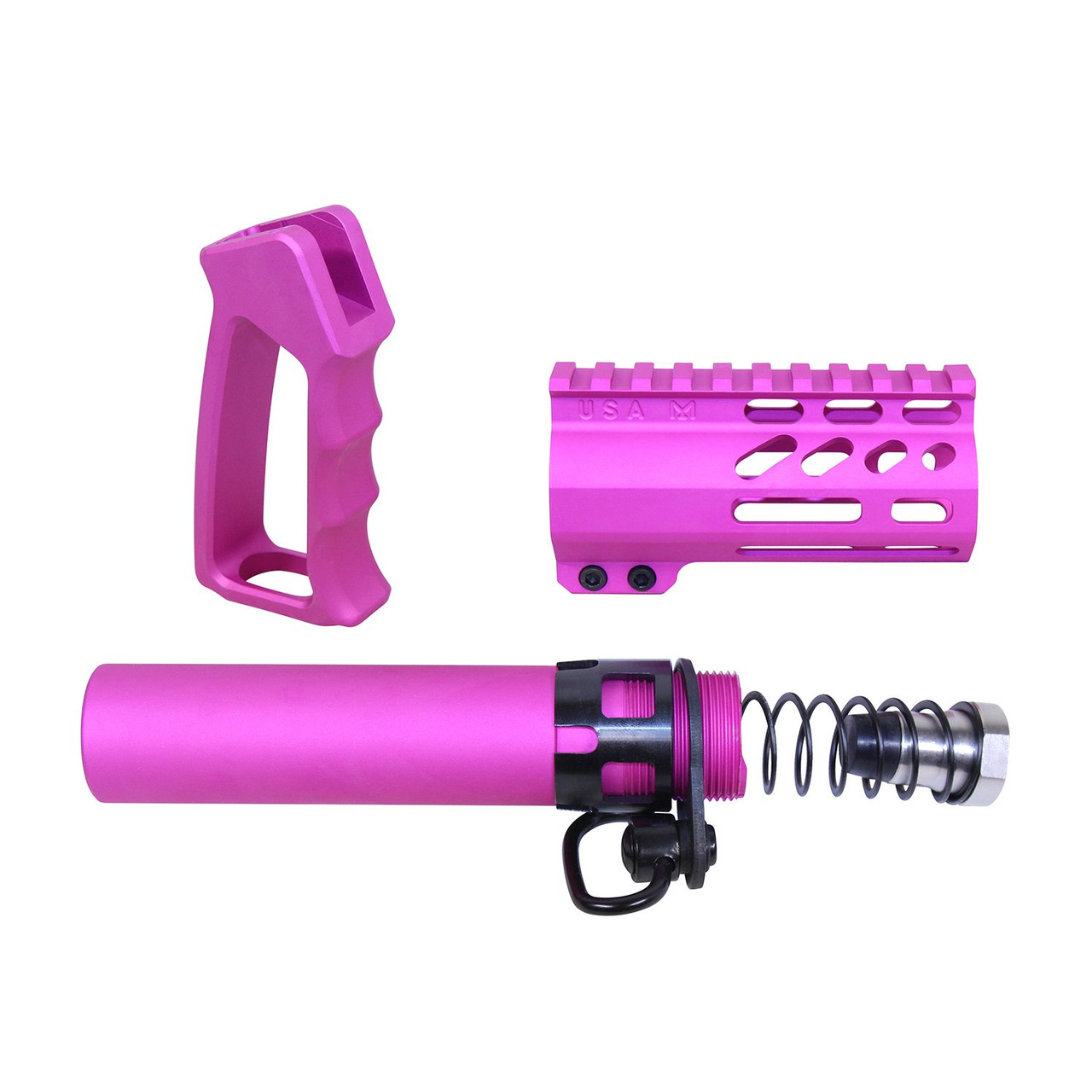 Guntec USA MICRO-P-SET-PINK AR-15 Micro Pistol Furniture Set (Anodized Pink)