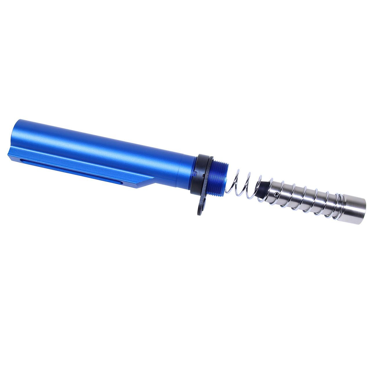  Guntec USA MILTUBESET-9-BLUE AR 9mm Cal MIL-SPEC Buffer Tube Set (Anodized Blue) 
