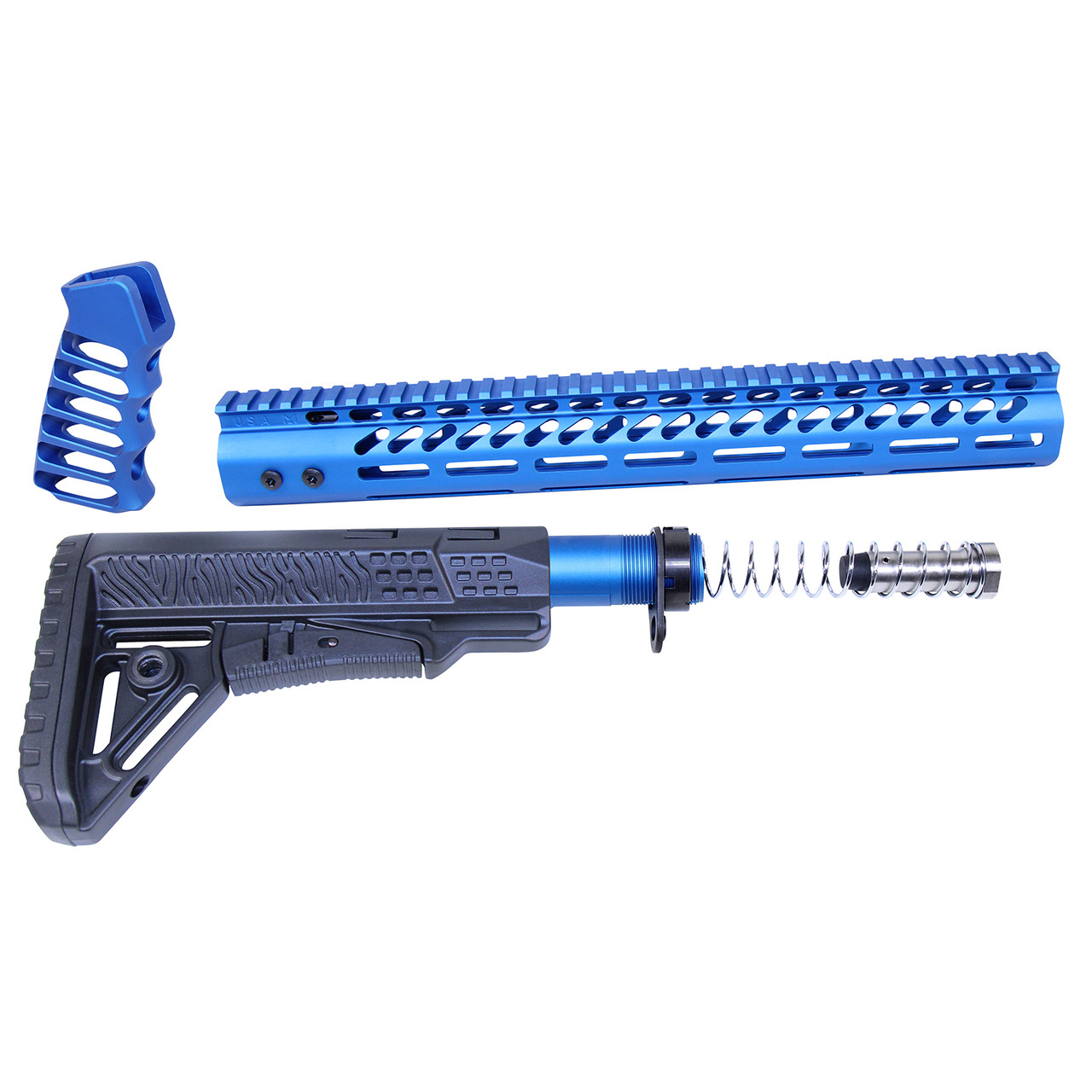 Guntec USA ULTRA-SET-308-BLUE AR .308 Ultralight Series Complete Furniture Set (Anodized Blue)