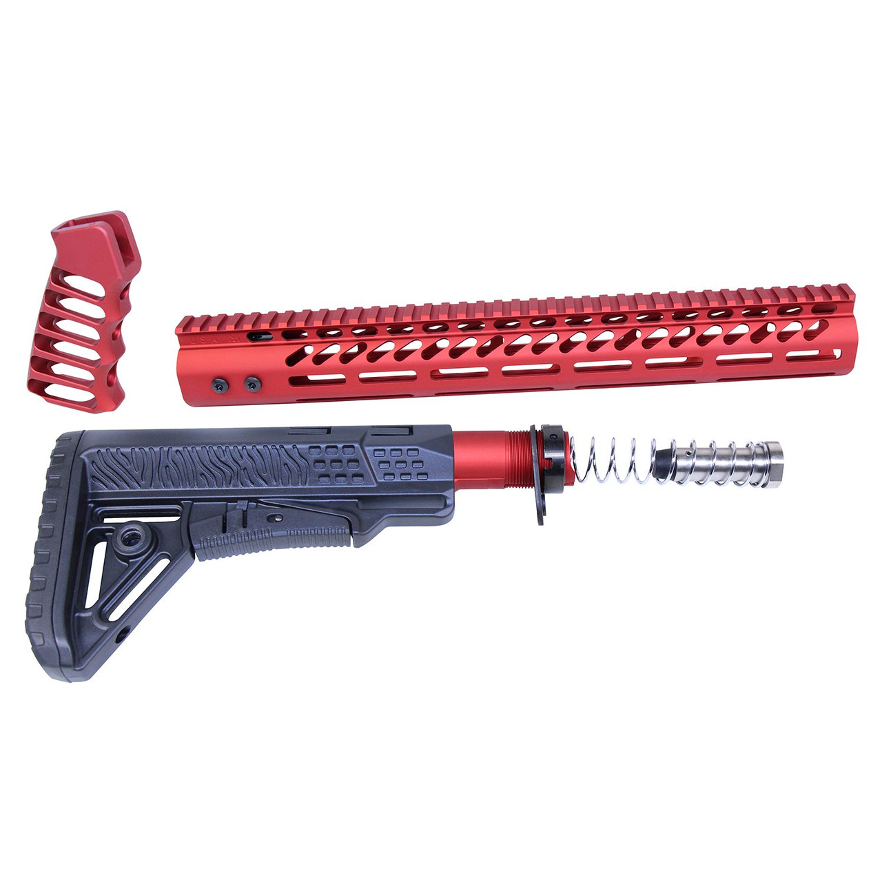 Guntec USA ULTRA-SET-308-RED AR .308 Ultralight Series Complete Furniture Set (Anodized Red)