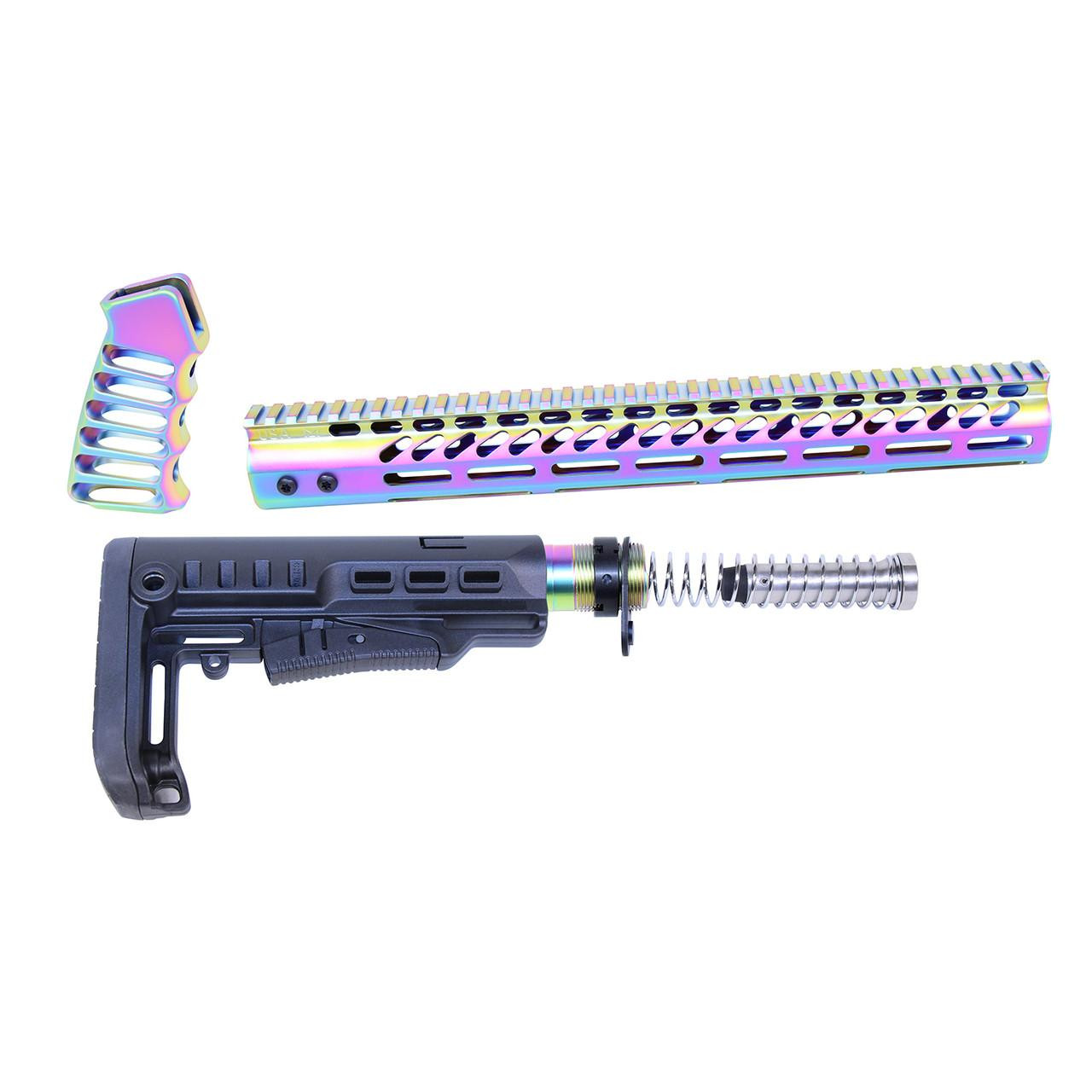 Guntec USA ULTRA-SET-M-RPVD Guntec USA ULTRA-SET-M-RPVD 223/5.56 Rifle Ultralight Series Complete Furniture Set (Matte Rainbow PVD Coated) ULTRA-SET-M-RPVD