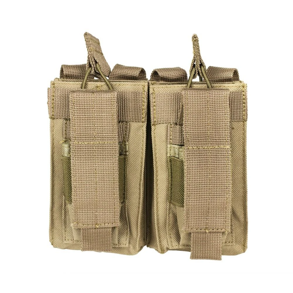 NcStar NcSTAR CVAR2MP2927T 223/556 Double Mag Pouch, tactical beige double magazine pouch with adjustable straps and MOLLE attachments for ammunition storage.