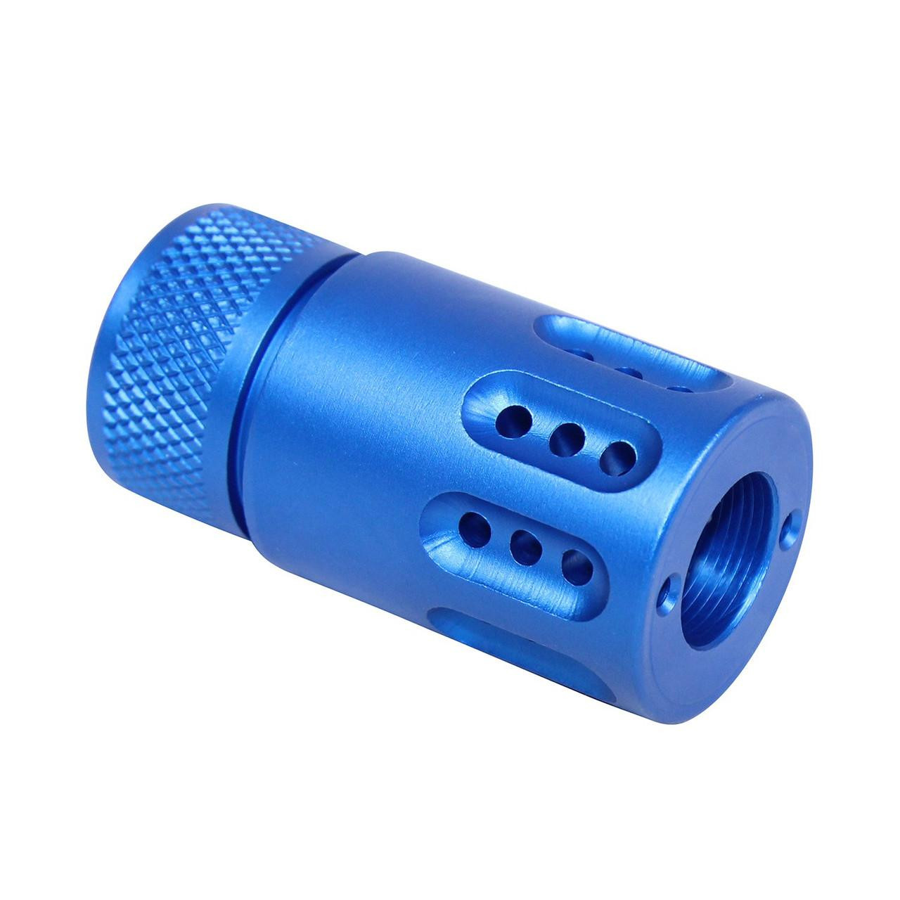 Guntec USA 1326-MB-P-MINI-308-BLUE Guntec USA 1326-MB-P-MINI-308-BLUE AR .308 Cal Mini Slip Over Barrel Shroud With Multi Port Muzzle Brake (Anodized Blue) 1326-MB-P-MINI-308-BLUE