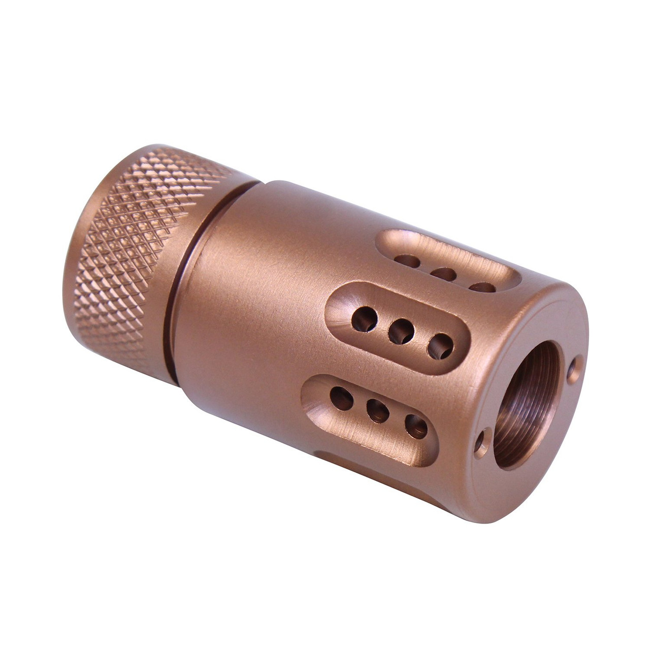 Guntec USA 1326-MB-P-MINI-308-BRZ AR .308 Cal Mini Slip Over Barrel Shroud With Multi Port Muzzle Brake (Anodized Bronze)