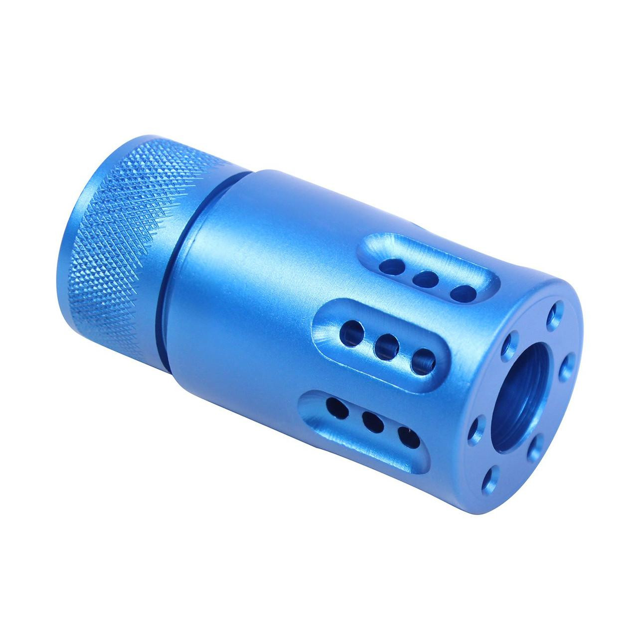  Guntec USA 1326-MB-P-MINI-9-BLUE AR 9MM Mini Slip Over Barrel Shroud With Multi Port Muzzle Brake (Anodized Blue) 