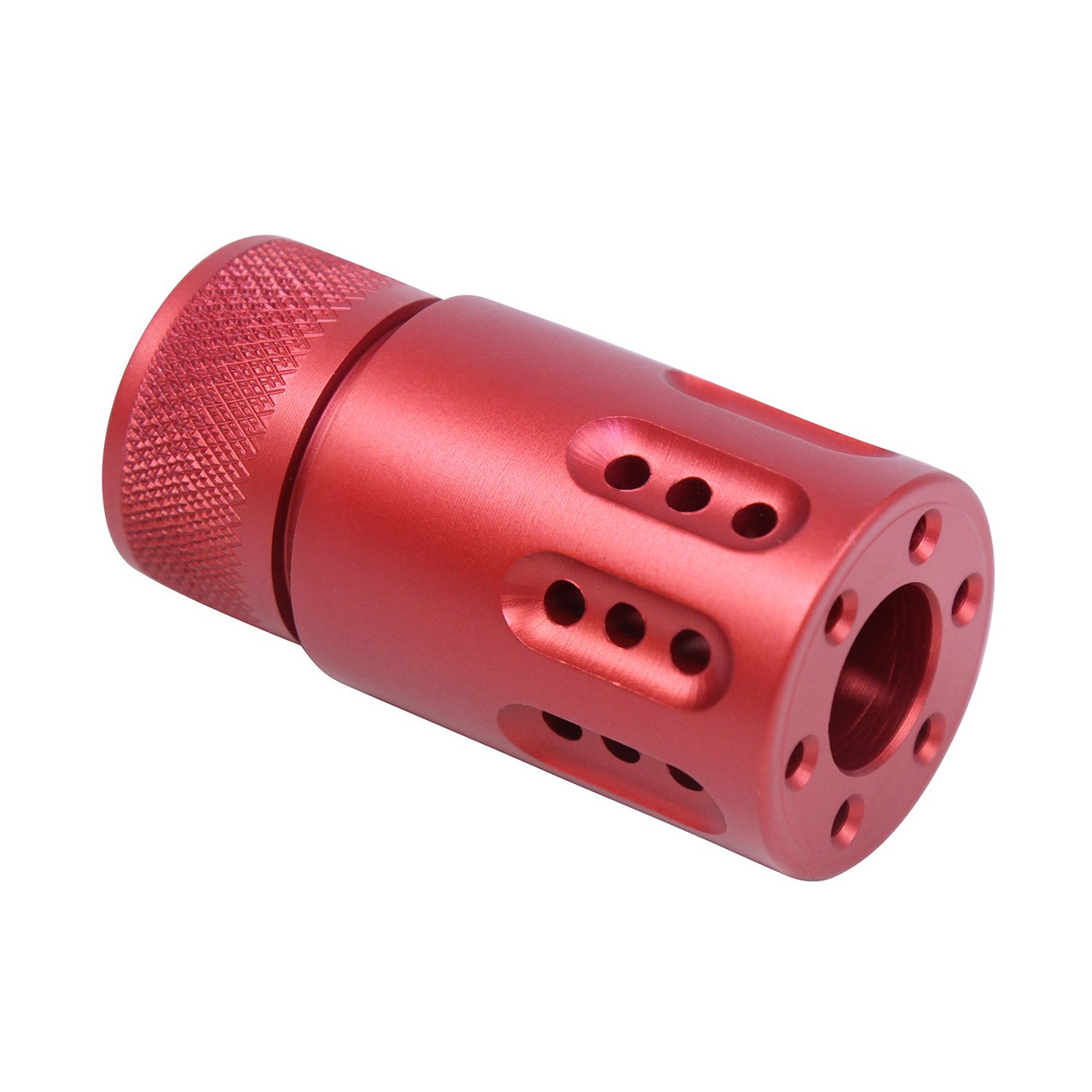 Guntec USA 1326-MB-P-MINI-9-RED AR 9MM Mini Slip Over Barrel Shroud With Multi Port Muzzle Brake (Anodized Red)