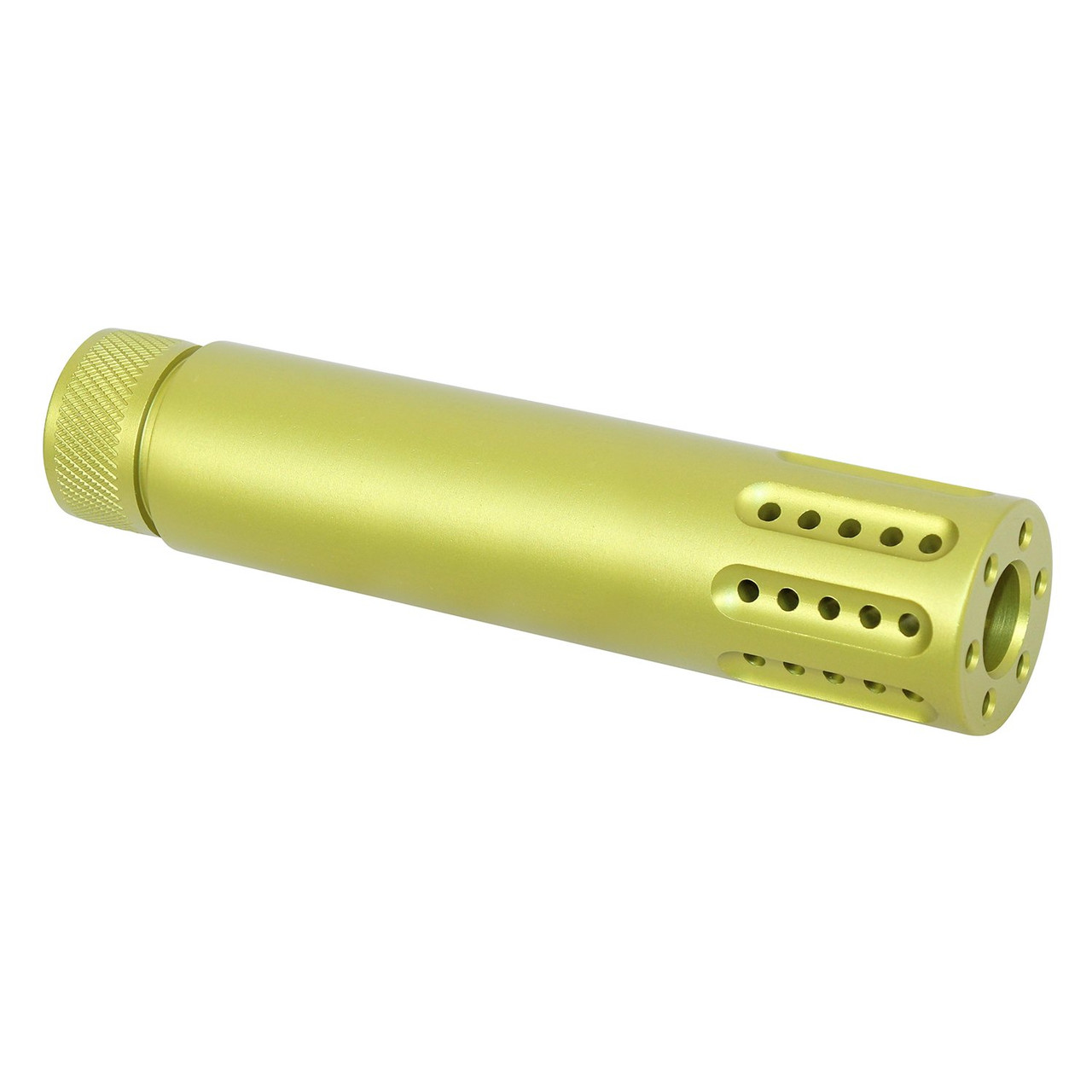 Guntec USA 1326-MB-P-NY AR-15 Cal Slip Over Barrel Shroud With Multi Port Muzzle Brake (Anodized Neon Yellow)