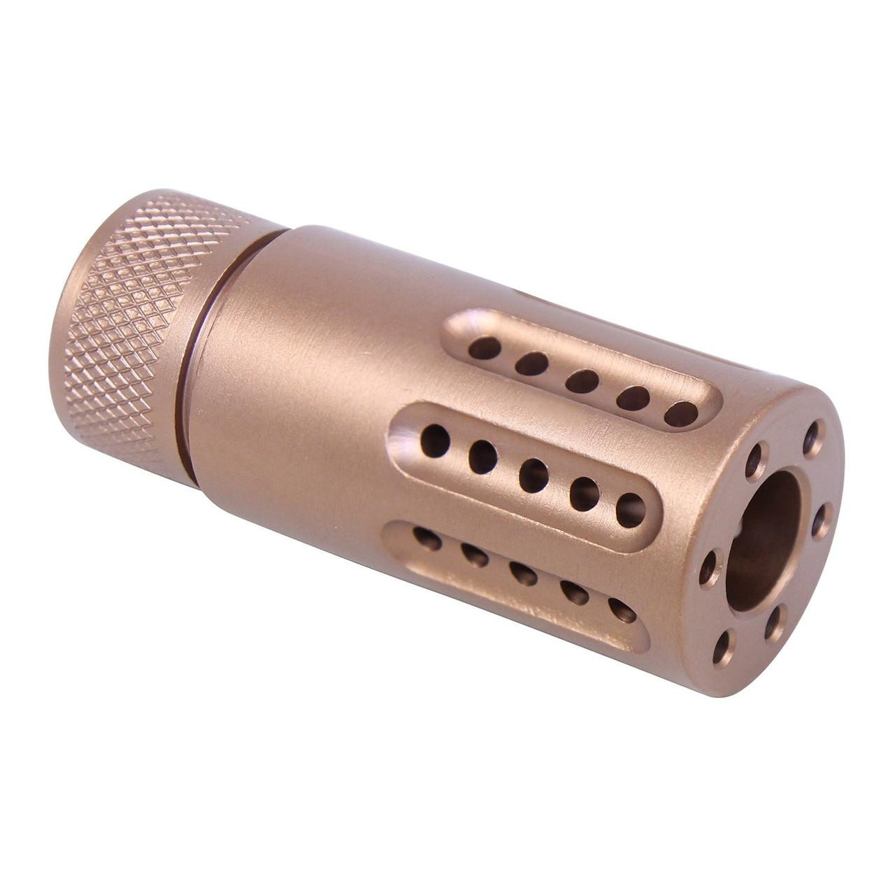 Guntec USA 1326-MB-P-S-9-BRZ Guntec USA 1326-MB-P-S-9-BRZ AR-15 Micro Slip Over Barrel Shroud With Multi Port Muzzle Brake (9mm) (Anodized Bronze) 1326-MB-P-S-9-BRZ