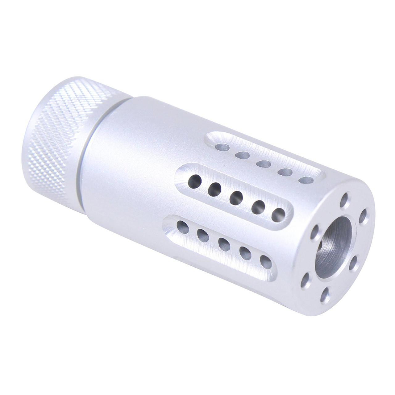 Guntec USA 1326-MB-P-S-9-CLEAR Guntec USA 1326-MB-P-S-9-CLEAR 223/5.56 Rifle Micro Slip Over Barrel Shroud With Multi Port Muzzle Brake (9mm) (Anodized Clear) 1326-MB-P-S-9-CLEAR