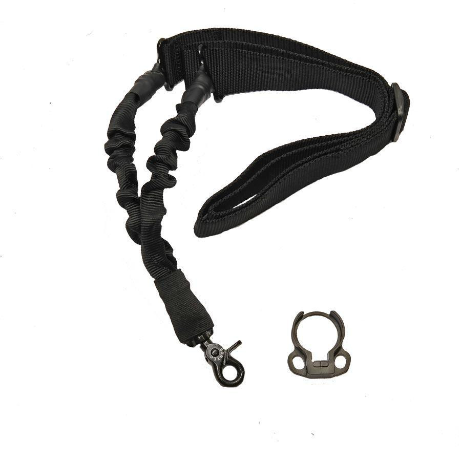  Guntec USA 1POINT-B-DELUXE-EGG One Point Bungee Sling With QD Snap Hook &amp; QD Ambi Bolt On Sling Adapter Combo Kit (Black) 
