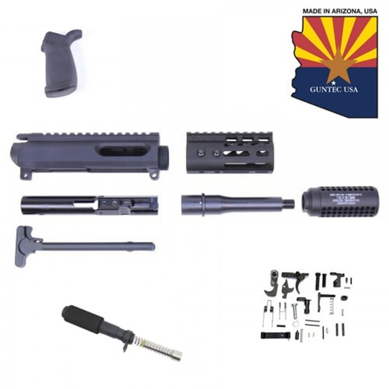 Guntec USA 9MM-PKIT-4MLK-SOCOM AR-15 9mm Cal Complete Pistol Kit (4" Ultralight M-LOK Handguard)