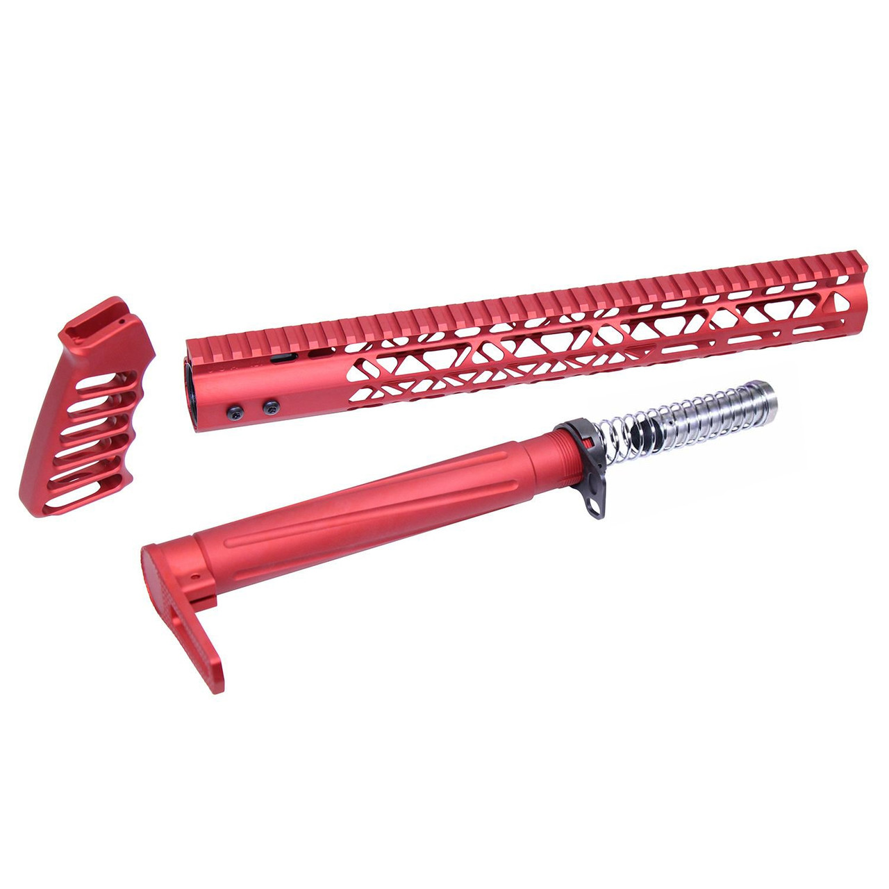 Guntec USA AIRLITE-SET-RED AR-15 AIR Lite Series Complete Furniture Set (Anodized Red)