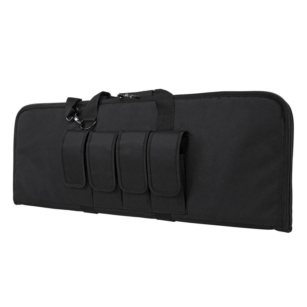 NcStar NcSTAR CVCP2960B 36" Padded Lockable Subgun Rifle Gun Case with Mag Pouchs, black padded rifle case with multiple pouches and lockable zipper features.
