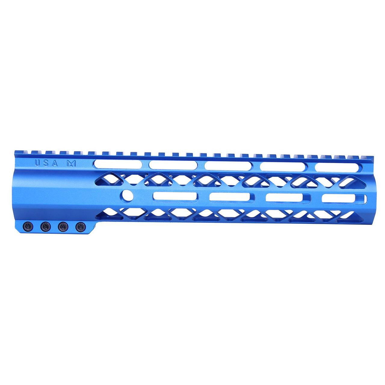  Guntec USA GT-10ALC-BLUE 10" AIR-LOK Series M-LOK Compression Free Floating Handguard With Monolithic Top Rail (Anodized Blue) 