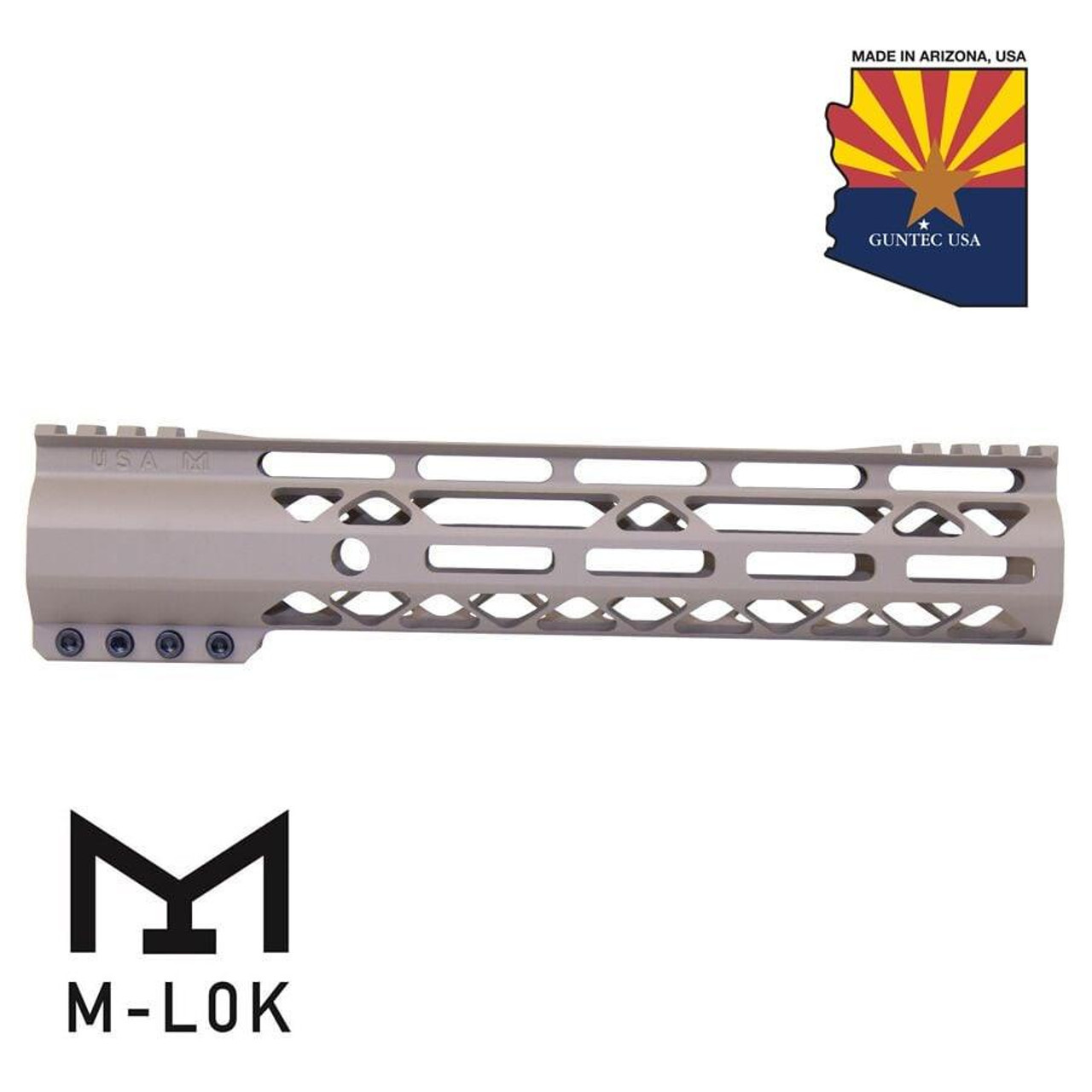  Guntec USA GT-10ALC-G2-FDE 10" AIR-Lok Series M-LOK Compression Free Floating Handguard With Monolithic Top Rail (Gen 2) (Flat Dark Earth) 