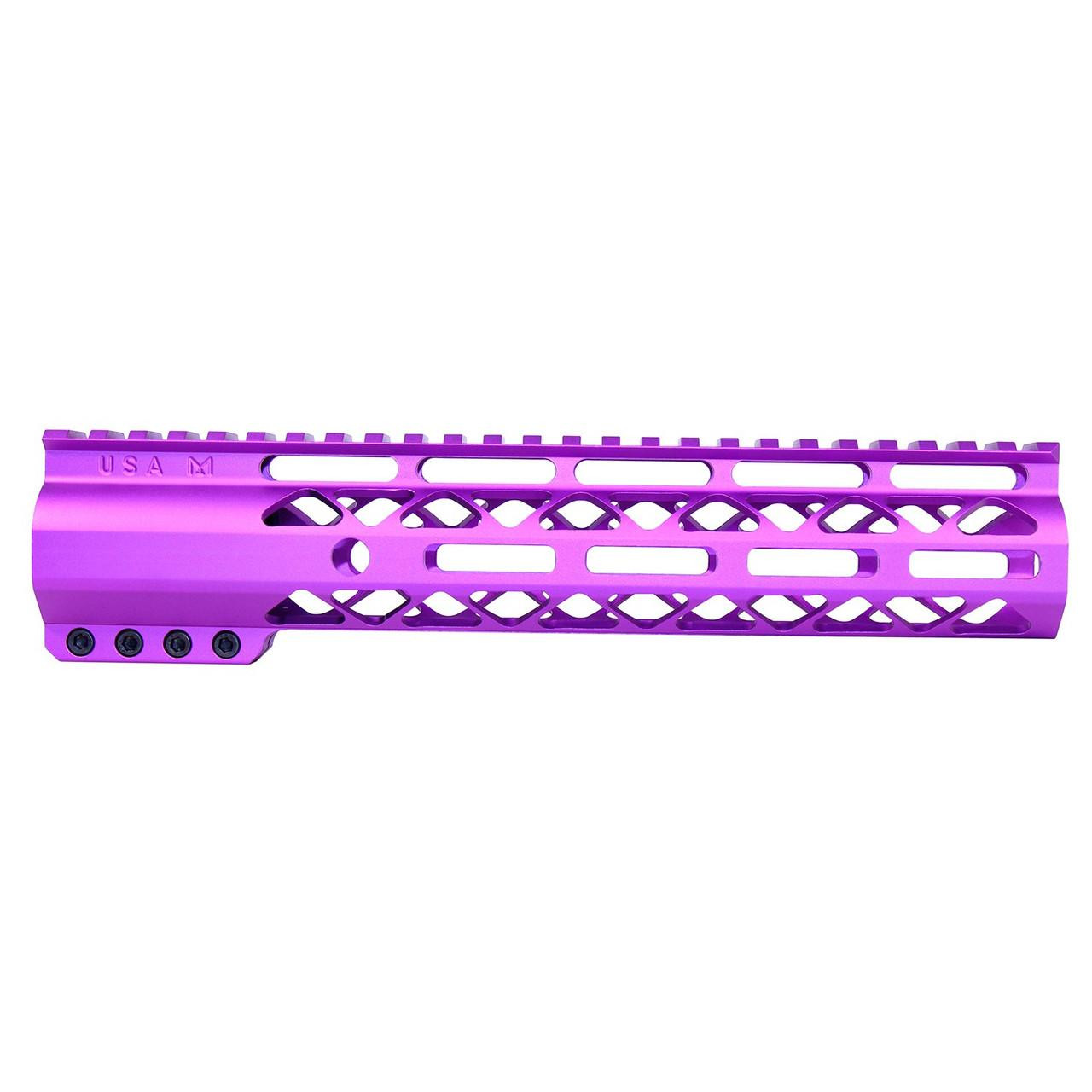  Guntec USA GT-10ALC-PURPLE 10" AIR-LOK Series M-LOK Compression Free Floating Handguard With Monolithic Top Rail (Anodized Purple) 