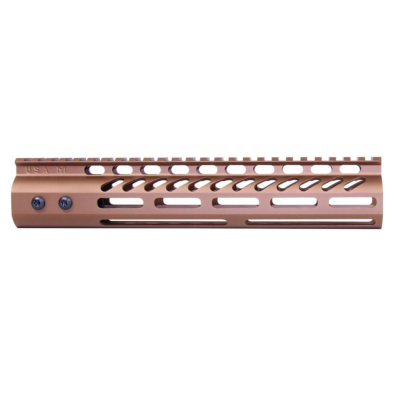 Guntec USA GT-10MLK-BRZ Guntec USA GT-10MLK-BRZ 10" Ultra Lightweight Thin M-LOK System Free Floating Handguard With Monolithic Top Rail (Anodized Bronze) GT-10MLK-BRZ