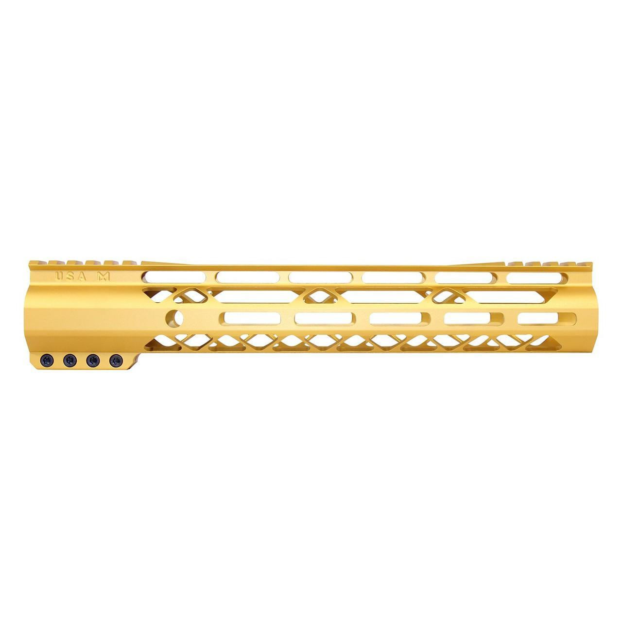  Guntec USA GT-12ALC-G2-GOLD 12" AIR-LOK Series M-LOK Compression Free Floating Handguard With Monolithic Top Rail (Gen 2) (Anodized Gold) 