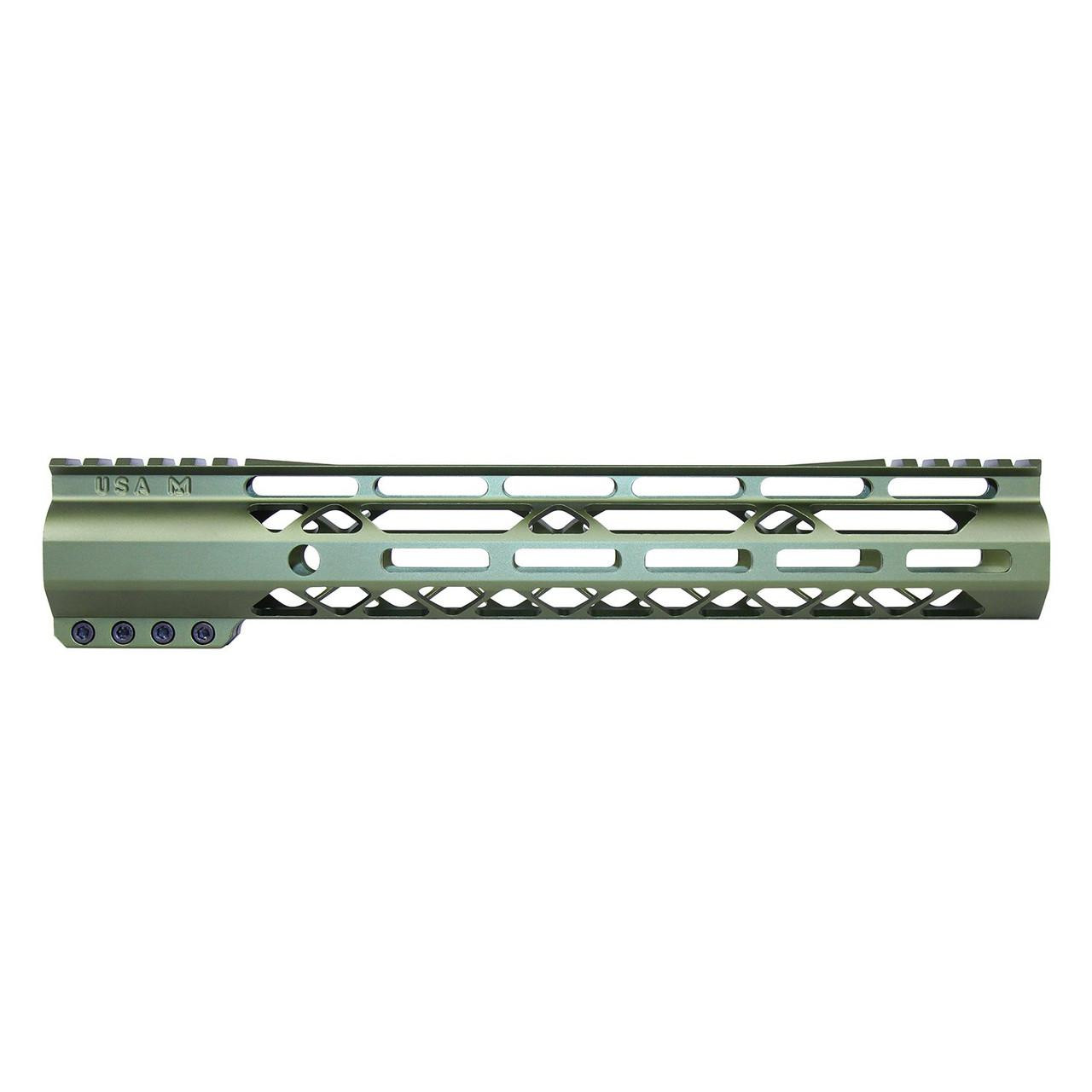  Guntec USA GT-12ALC-G2-GREEN 12" AIR-LOK Series M-LOK Compression Free Floating Handguard With Monolithic Top Rail (Gen 2) (Anodized Green) 