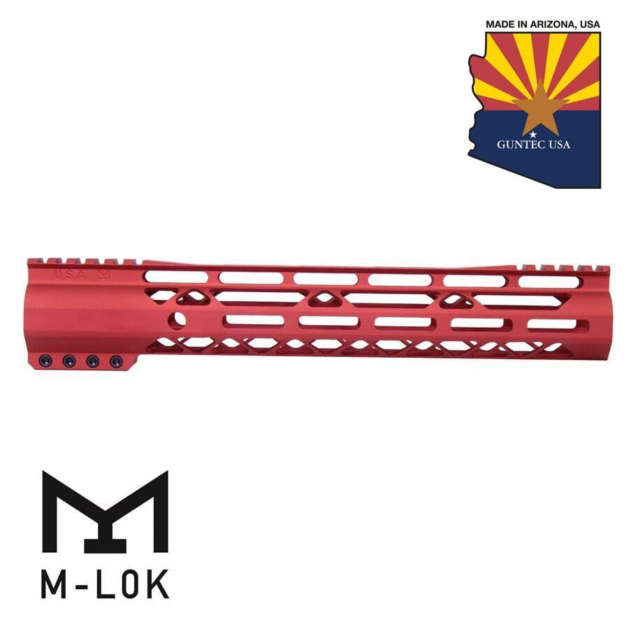 Guntec USA GT-12ALC-G2-RED Guntec USA GT-12ALC-G2-RED 12" AIR-LOK Series M-LOK Compression Free Floating Handguard With Monolithic Top Rail (Gen 2) (Anodized Red) GT-12ALC-G2-RED