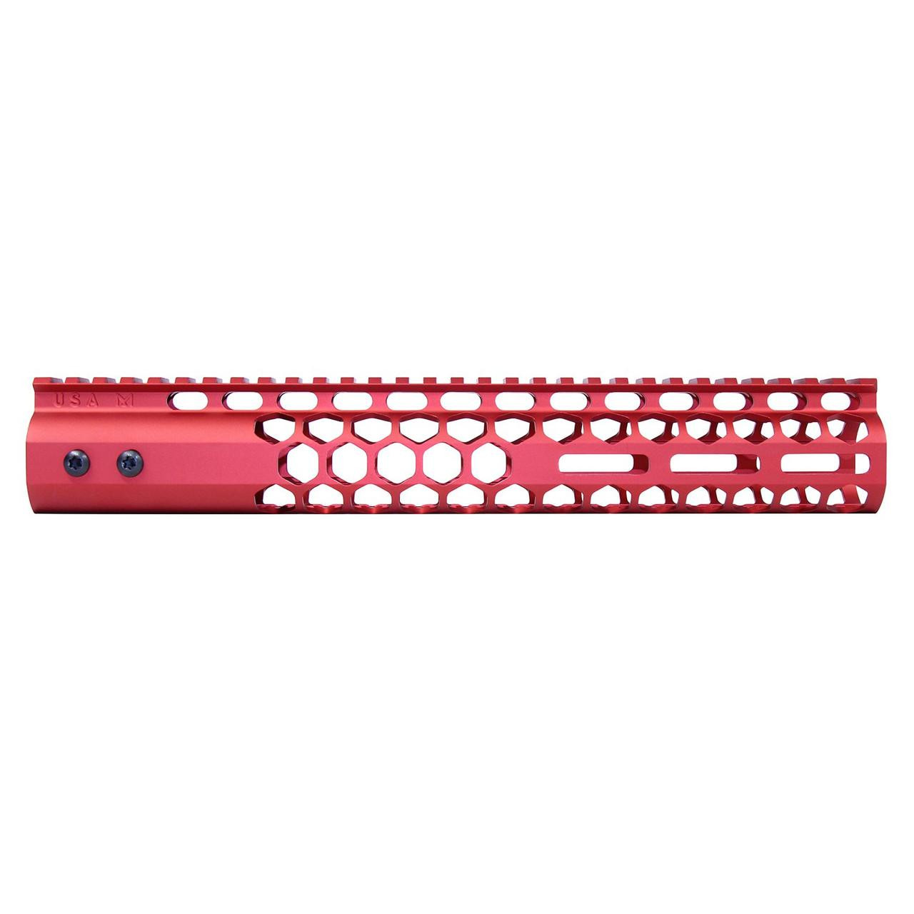 Guntec USA GT-12HC-AL-MLK-RED Guntec USA GT-12HC-AL-MLK-RED 12" Air Lite Series 'Honeycomb' M-LOK Free Floating Handguard With Monolithic Top Rail (Anodized Red) GT-12HC-AL-MLK-RED