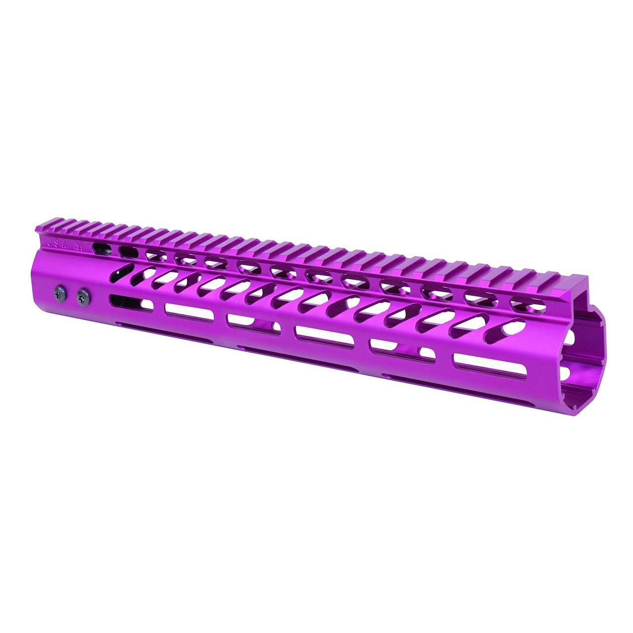  Guntec USA GT-12MLK-308-PURPLE 12" Ultra Lightweight Thin M-LOK System Free Floating Handguard With Monolithic Top Rail (.308 Cal) (Anodized Purple) 