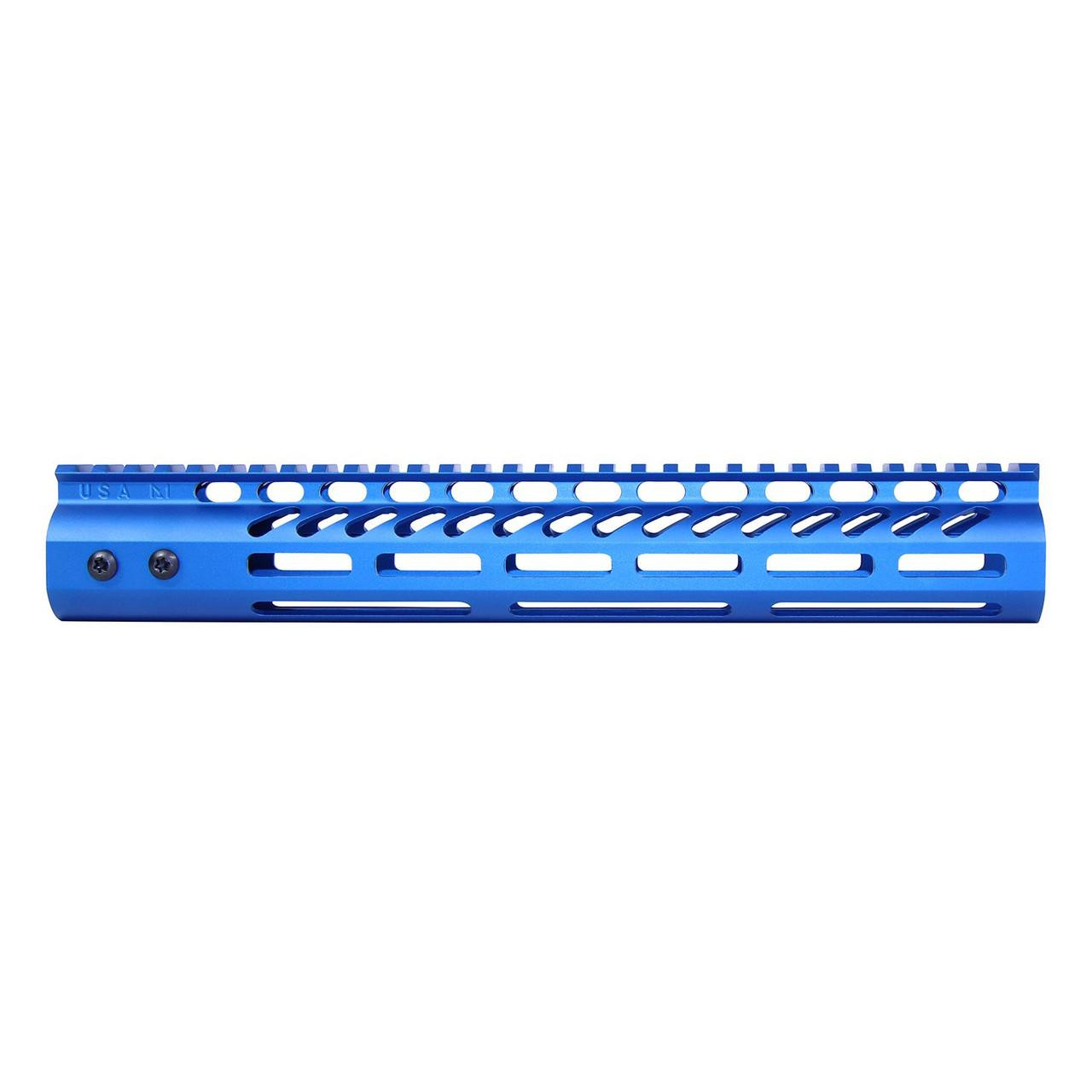  Guntec USA GT-12MLK-BLUE 12" Ultra Lightweight Thin M-LOK System Free Floating Handguard With Monolithic Top Rail (Anodized Blue) 