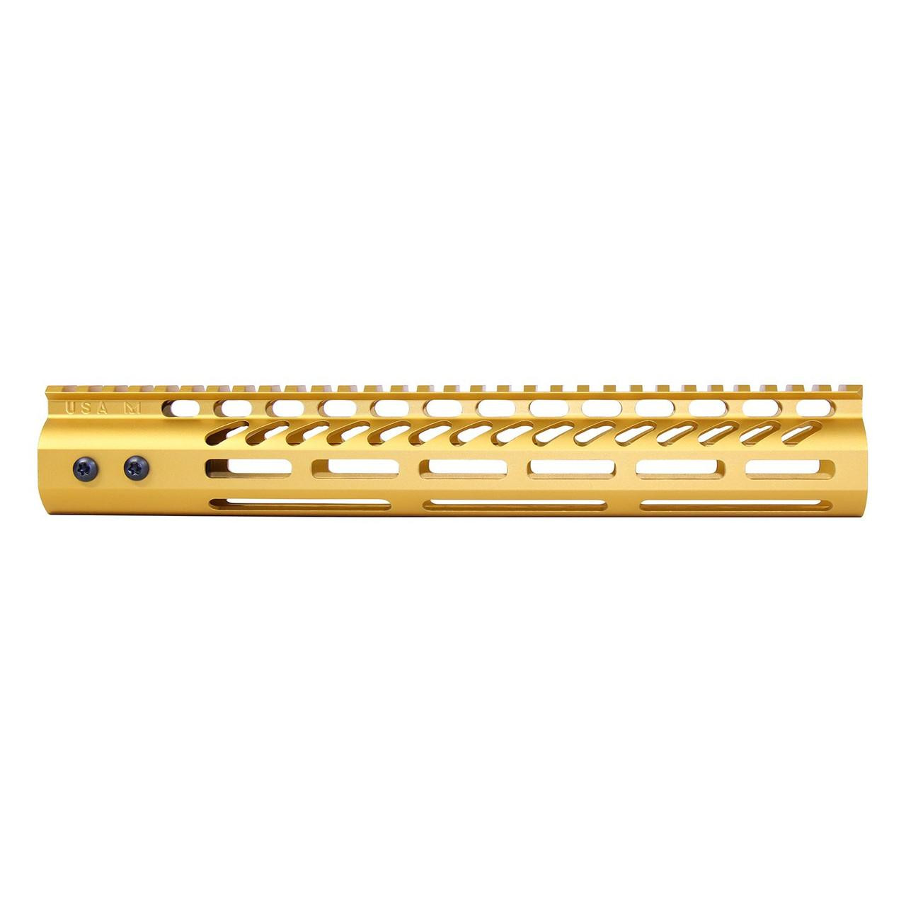 Guntec USA GT-12MLK-GOLD Guntec USA GT-12MLK-GOLD 12" Ultra Lightweight Thin M-LOK System Free Floating Handguard With Monolithic Top Rail (Anodized Gold) GT-12MLK-GOLD