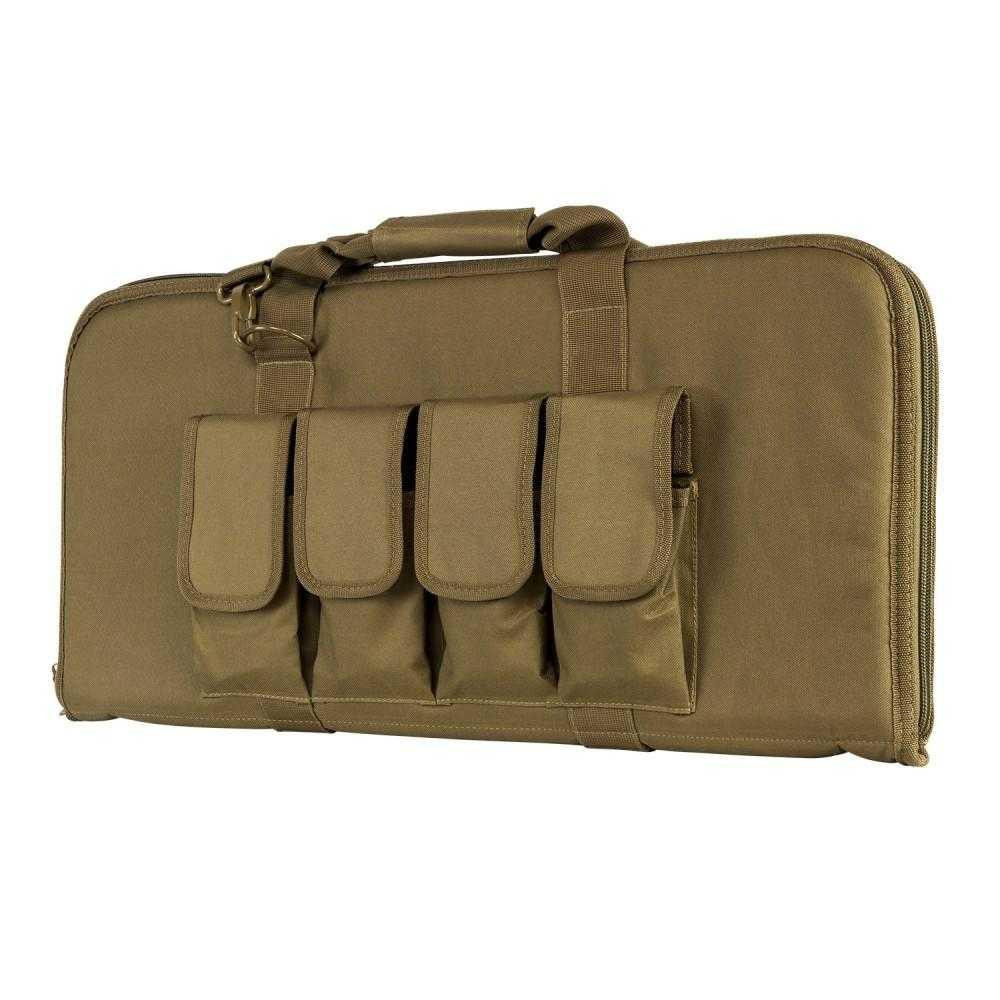 NcStar NcSTAR CVCP2960T 28 Inch Padded Lockable Subgun Rifle Gun Case with Mag Pouches, olive green padded carrying case with multiple pouches and a secure lockable zipper for firearms storage.