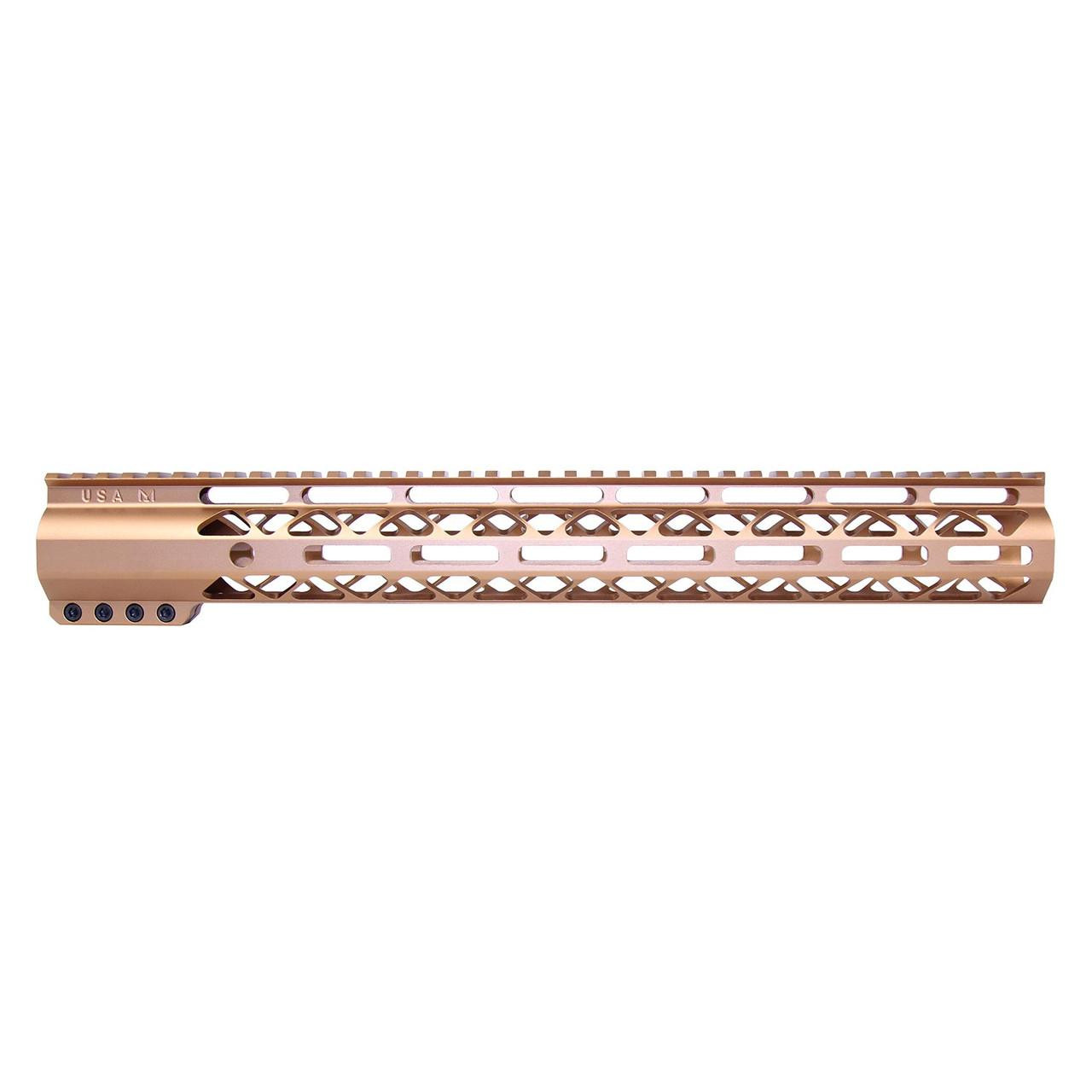 Guntec USA GT-15ALC-BRZ Guntec USA GT-15ALC-BRZ 15" Air-LOK Series M-LOK Compression Free Floating Handguard With Monolithic Top Rail (Anodized Bronze) GT-15ALC-BRZ