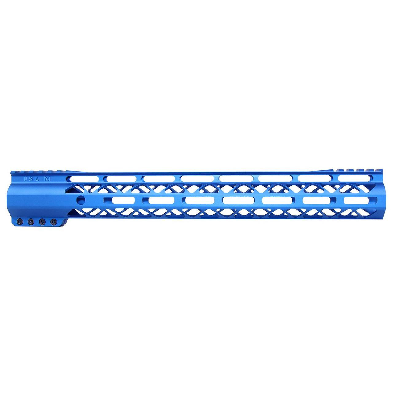  Guntec USA GT-15ALC-G2-BLUE 15" AIR-LOK Series M-LOK Compression Free Floating Handguard With Monolithic Top Rail (Gen 2) (Anodized Blue) 