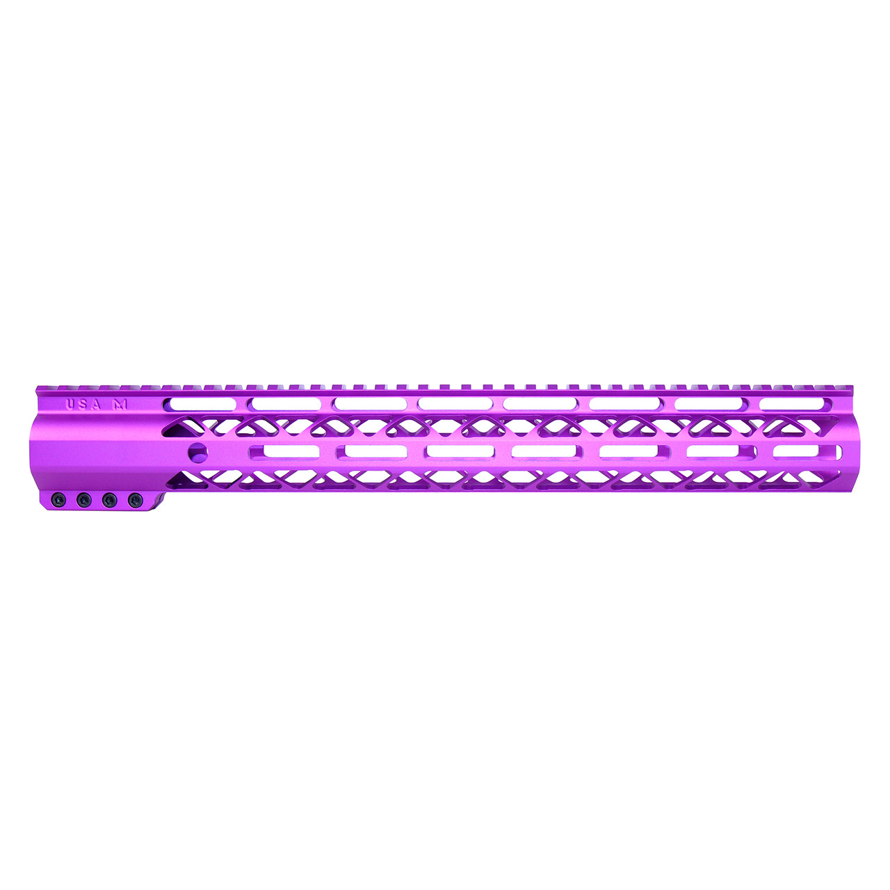 Guntec USA GT-15ALC-PURPLE 15" Air-LOK Series M-LOK Compression Free Floating Handguard With Monolithic Top Rail (Anodized Purple)