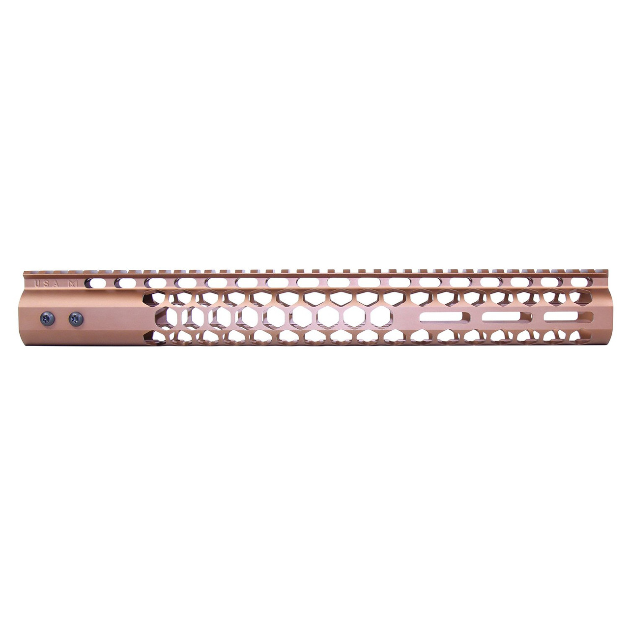 Guntec USA GT-15HC-AL-MLK-BRZ 15" Air Lite Series 'Honeycomb' M-LOK Free Floating Handguard With Monolithic Top Rail (Anodized Bronze)