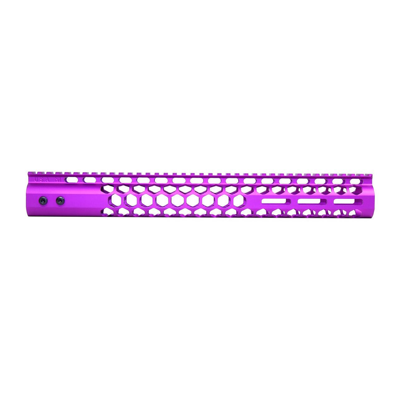 Guntec USA GT-15HC-AL-MLK-PURPLE Guntec USA GT-15HC-AL-MLK-PURPLE 15" Air Lite Series 'Honeycomb' M-LOK Free Floating Handguard With Monolithic Top Rail (Anodized Purple) GT-15HC-AL-MLK-PURPLE