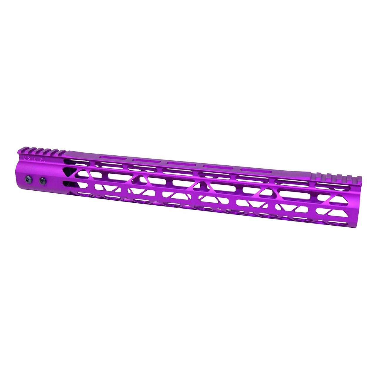  Guntec USA GT-15MDLTE-PURPLE 15" MOD LITE Skeletonized  Series M-LOK Free Floating Handguard With Monolithic Top Rail (Anodized Purple) 