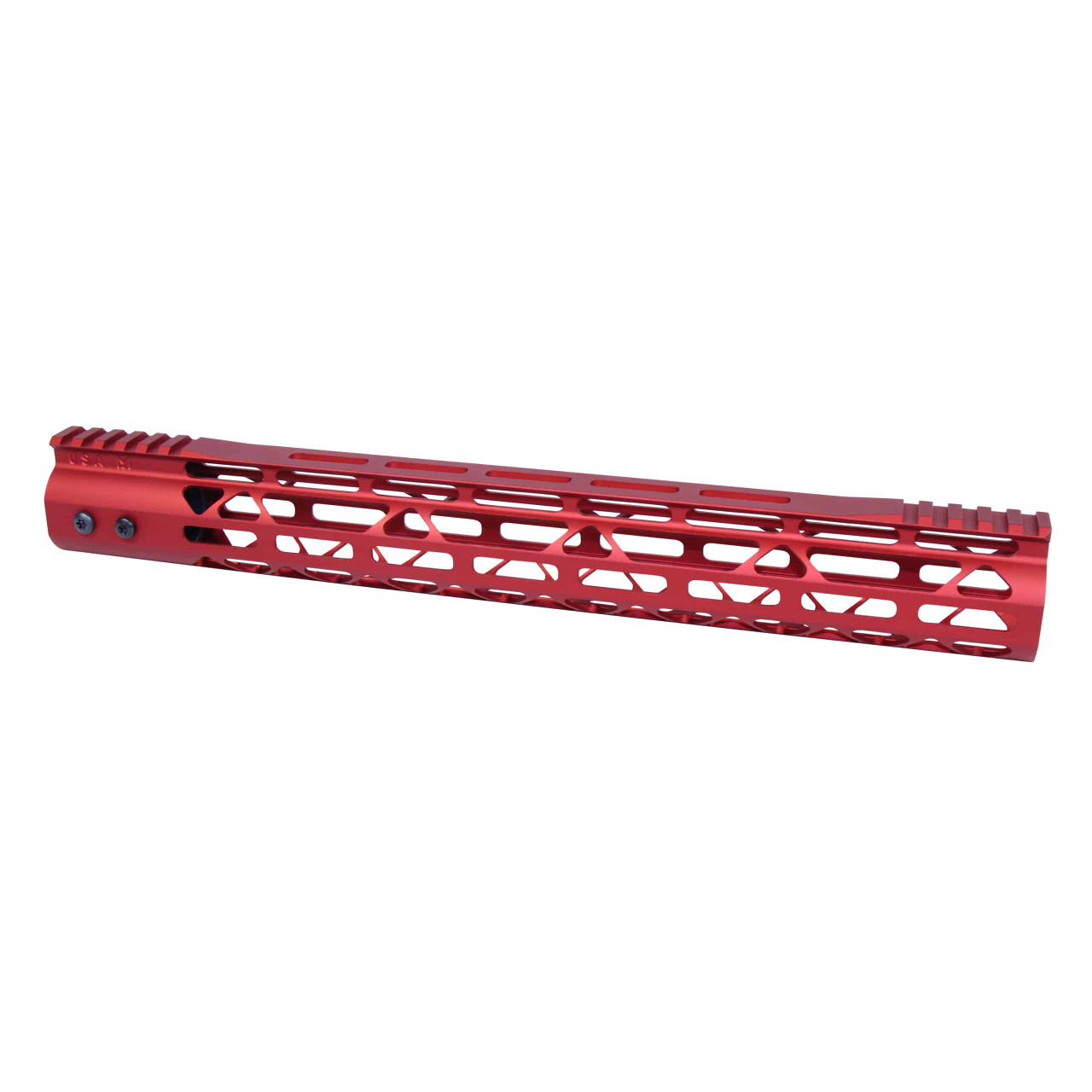 Guntec USA GT-15MDLTE-RED 15" MOD LITE Skeletonized  Series M-LOK Free Floating Handguard With Monolithic Top Rail (Anodized Red)