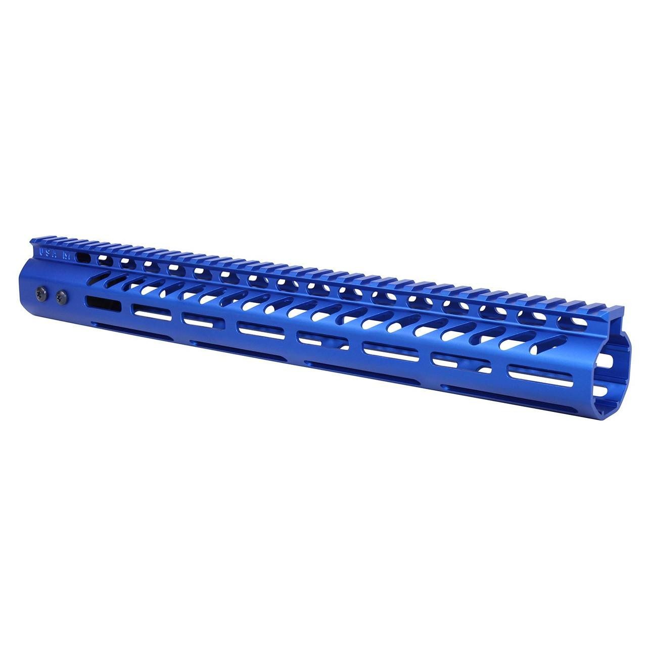  Guntec USA GT-15MLK-308-BLUE 15" Ultra Lightweight Thin M-LOK System Free Floating Handguard With Monolithic Top Rail (.308 Cal) (Anodized Blue) 