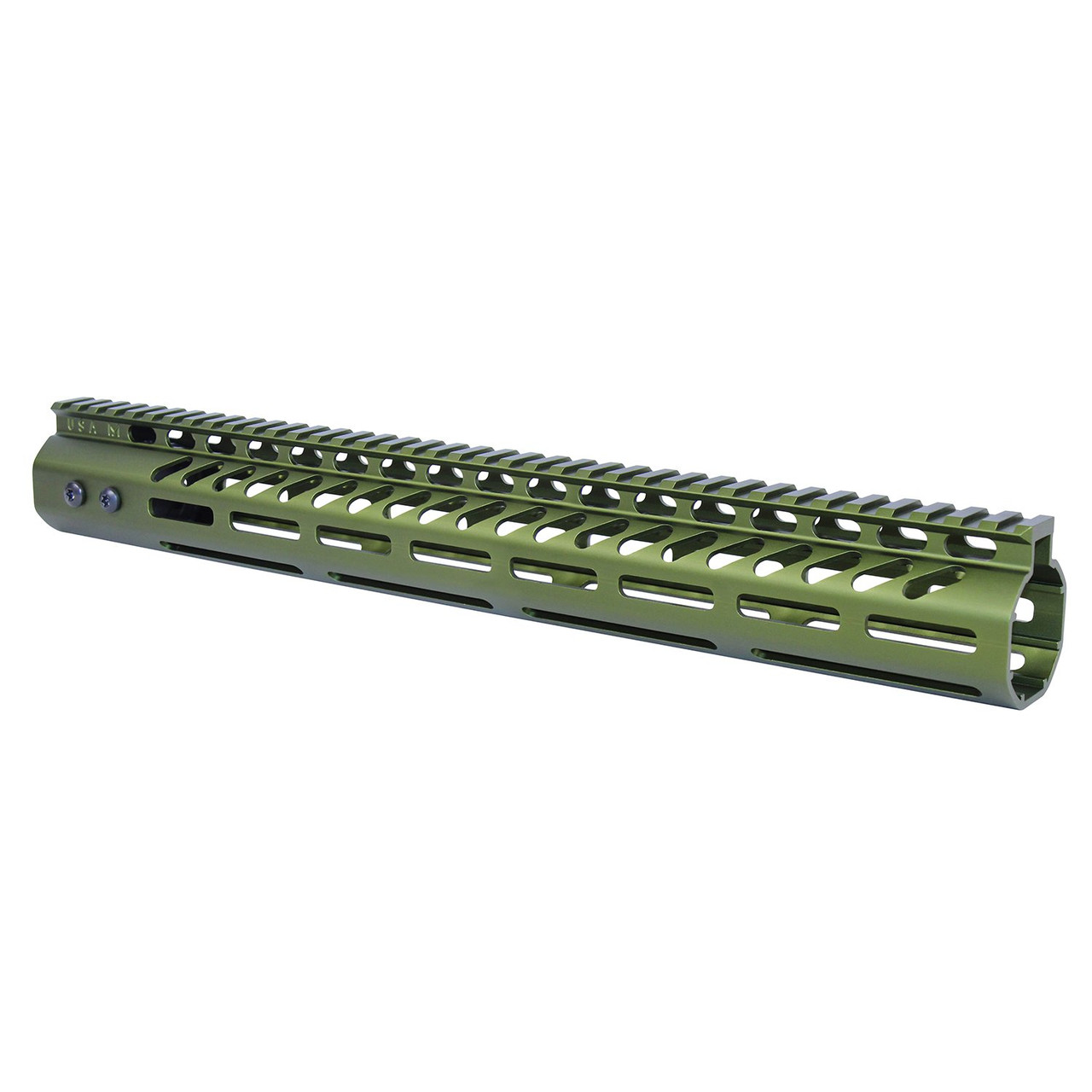 Guntec USA GT-15MLK-308-GREEN 15" Ultra Lightweight Thin M-LOK System Free Floating Handguard With Monolithic Top Rail (.308 Cal) (Anodized Green)