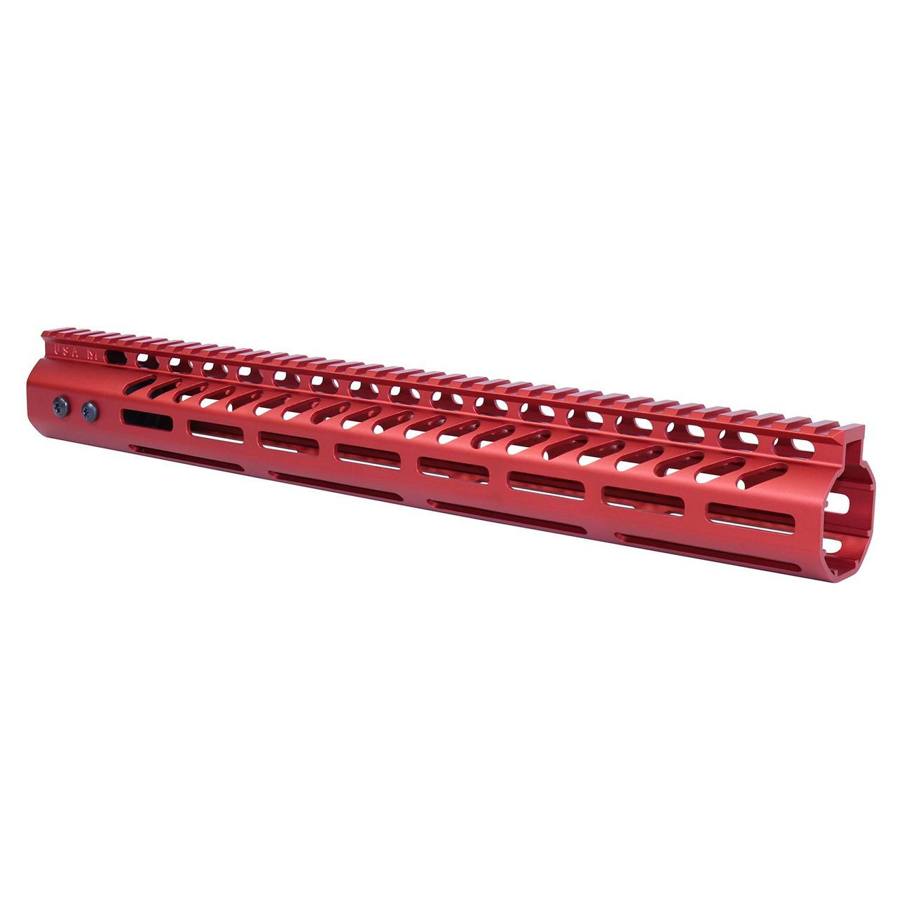  Guntec USA GT-15MLK-308-RED 15" Ultra Lightweight Thin M-LOK System Free Floating Handguard With Monolithic Top Rail (.308 Cal) (Anodized Red) 