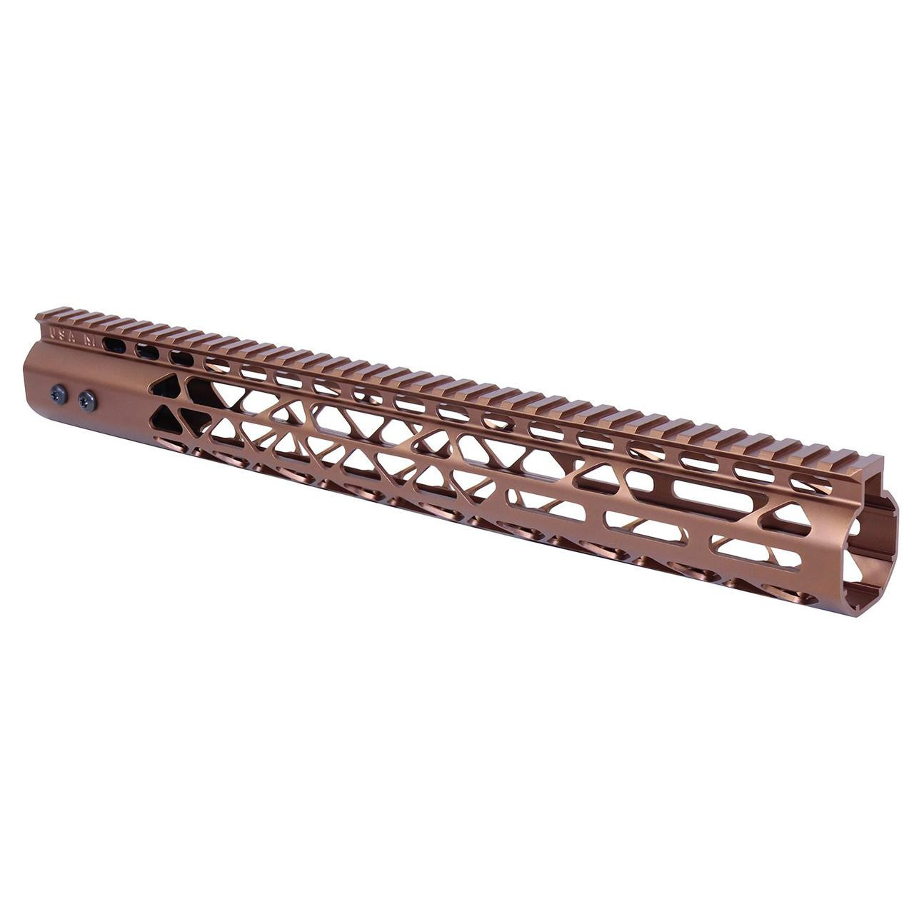  Guntec USA GT-15MLK-AL-308-BRZ 15" Air Lite Series M-LOK System Free Floating Handguard With Monolithic Top Rail (.308 Cal) (Anodized Bronze) 
